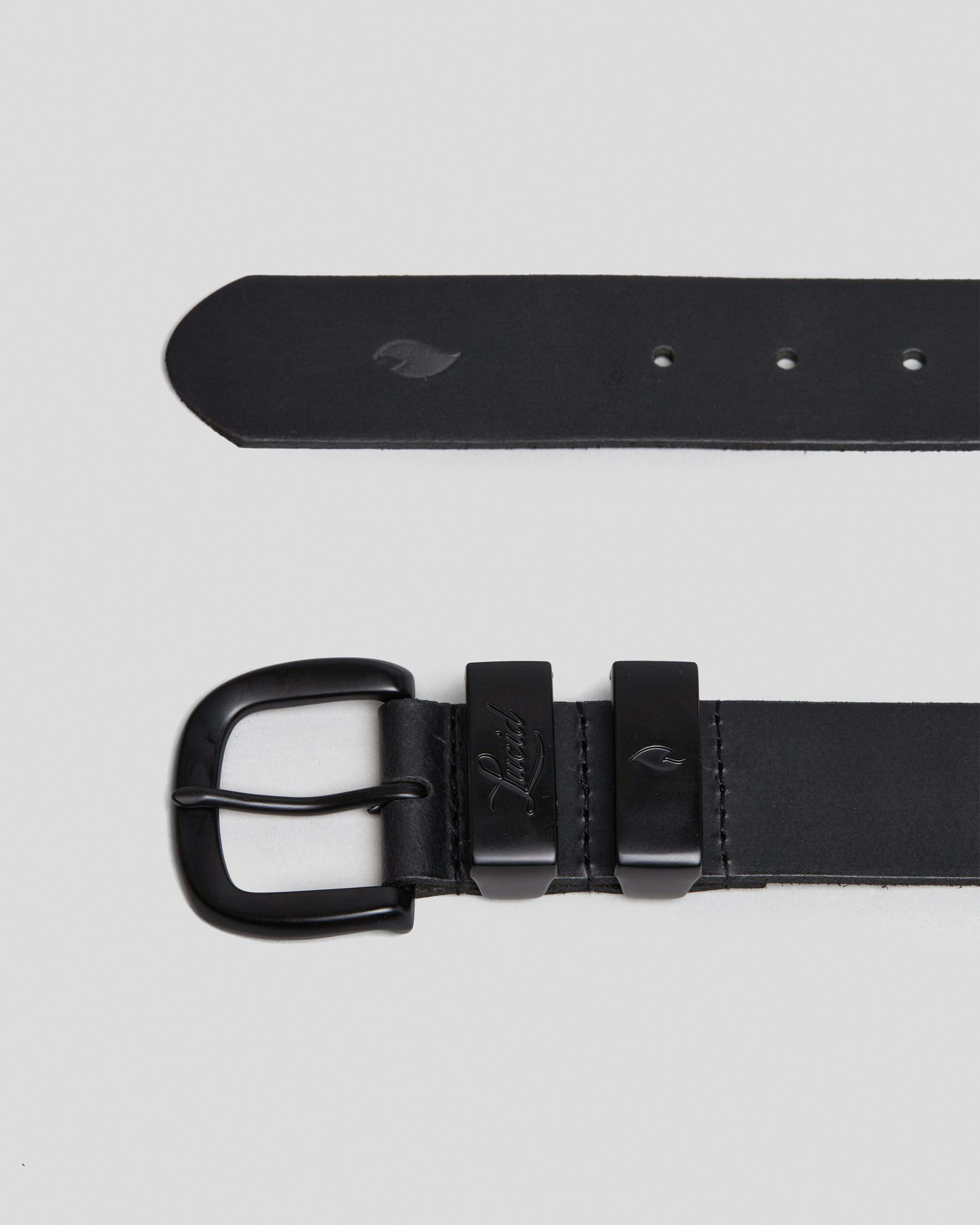 Shop Lucid Rancher Leather Belt In Black/matt Black - Fast Shipping ...