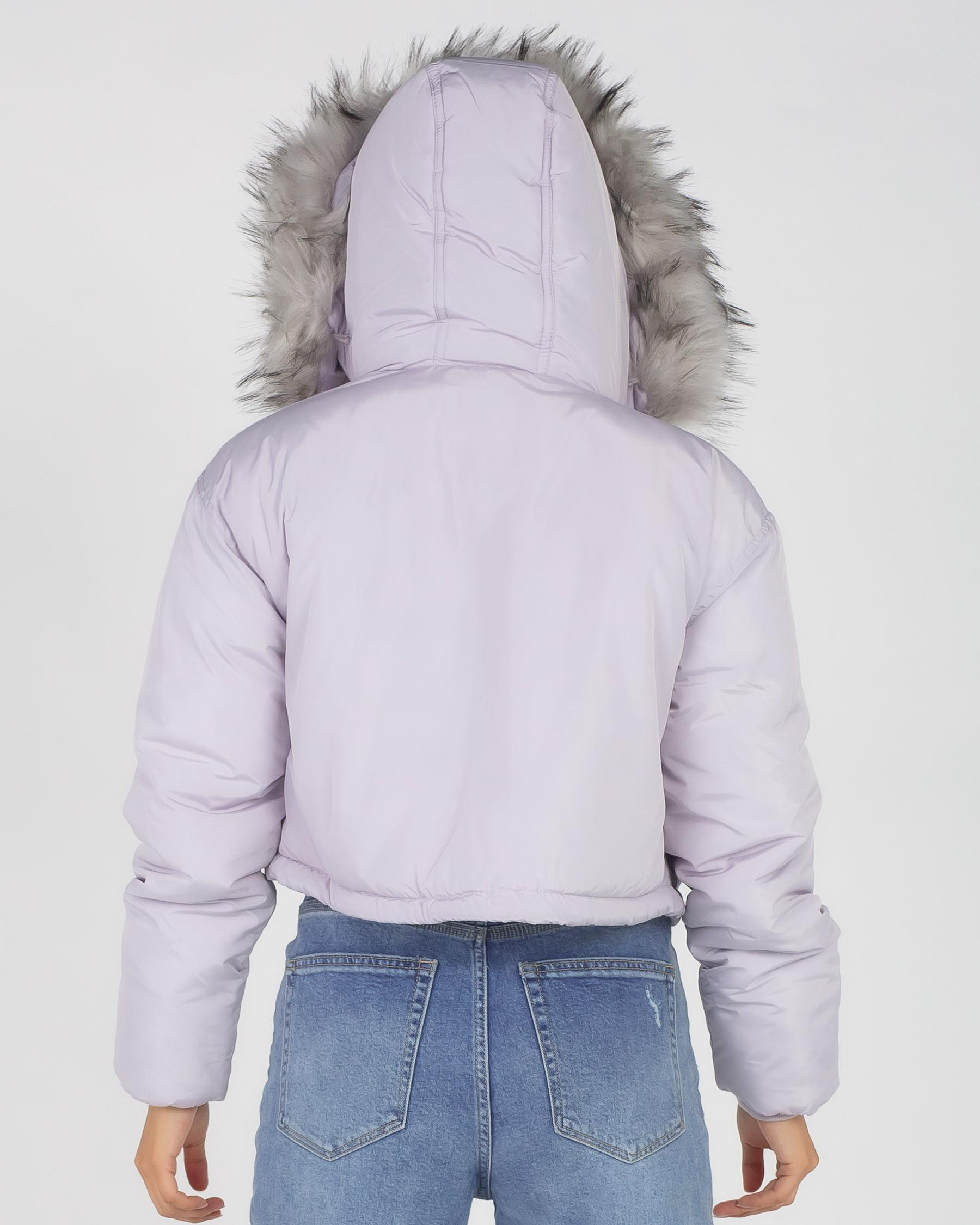 Shop Ava And Ever Adelaide Hooded Puffer Jacket In Dove Grey - Fast ...