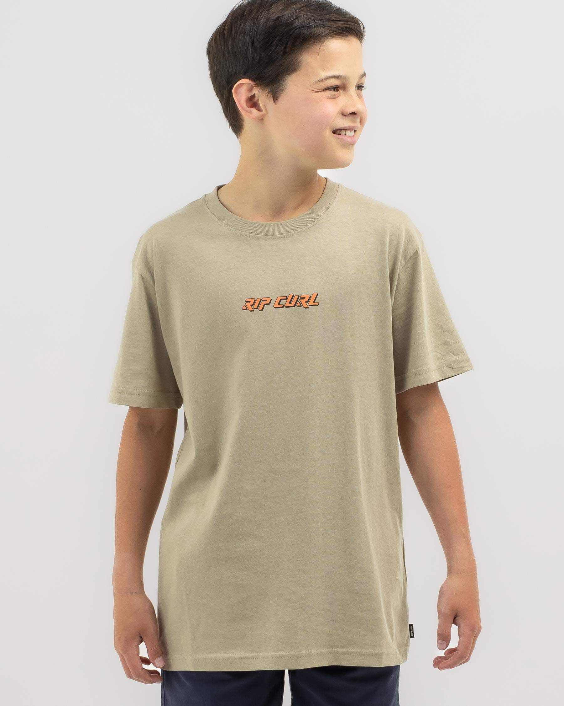 Shop Rip Curl Boys' Shred Rock Gnaraloo T-Shirt In Taupe - Fast ...