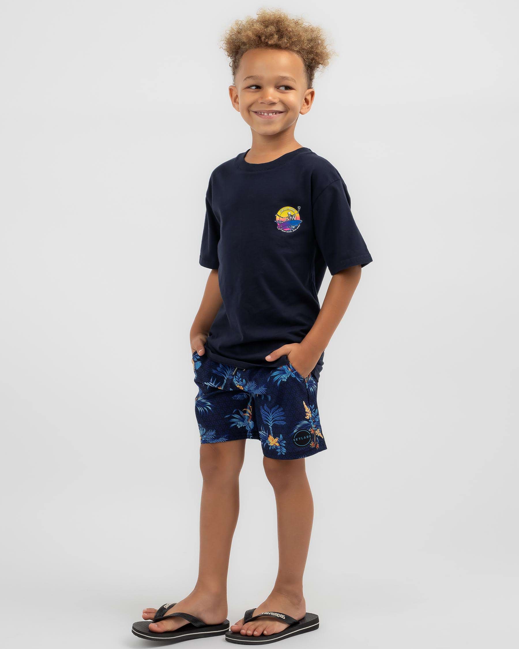 Shop Skylark Toddlers' Tropics Board Shorts In Blue - Fast Shipping ...