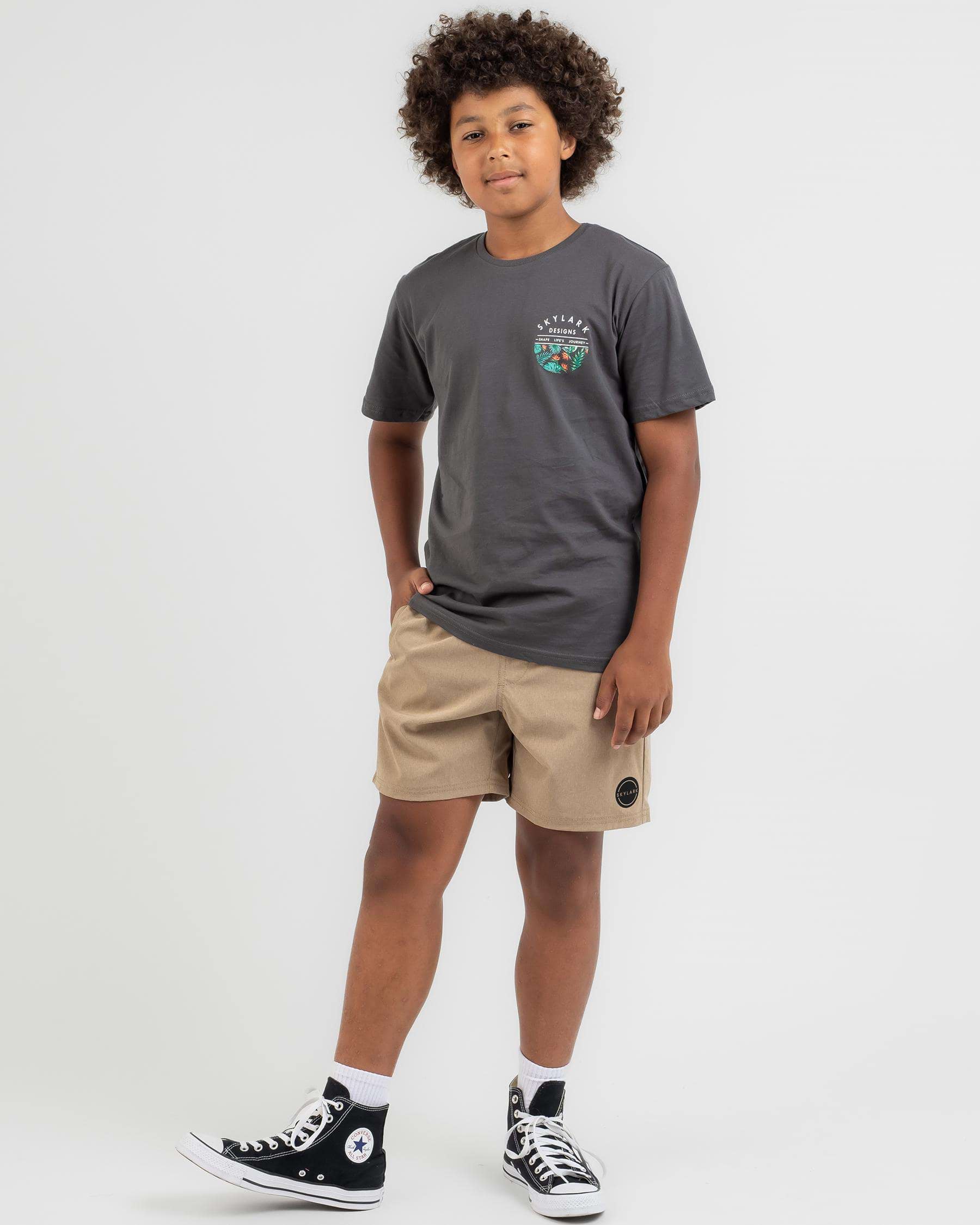 Shop Skylark Boys' Ocean Vibe T-Shirt In Charcoal - Fast Shipping ...