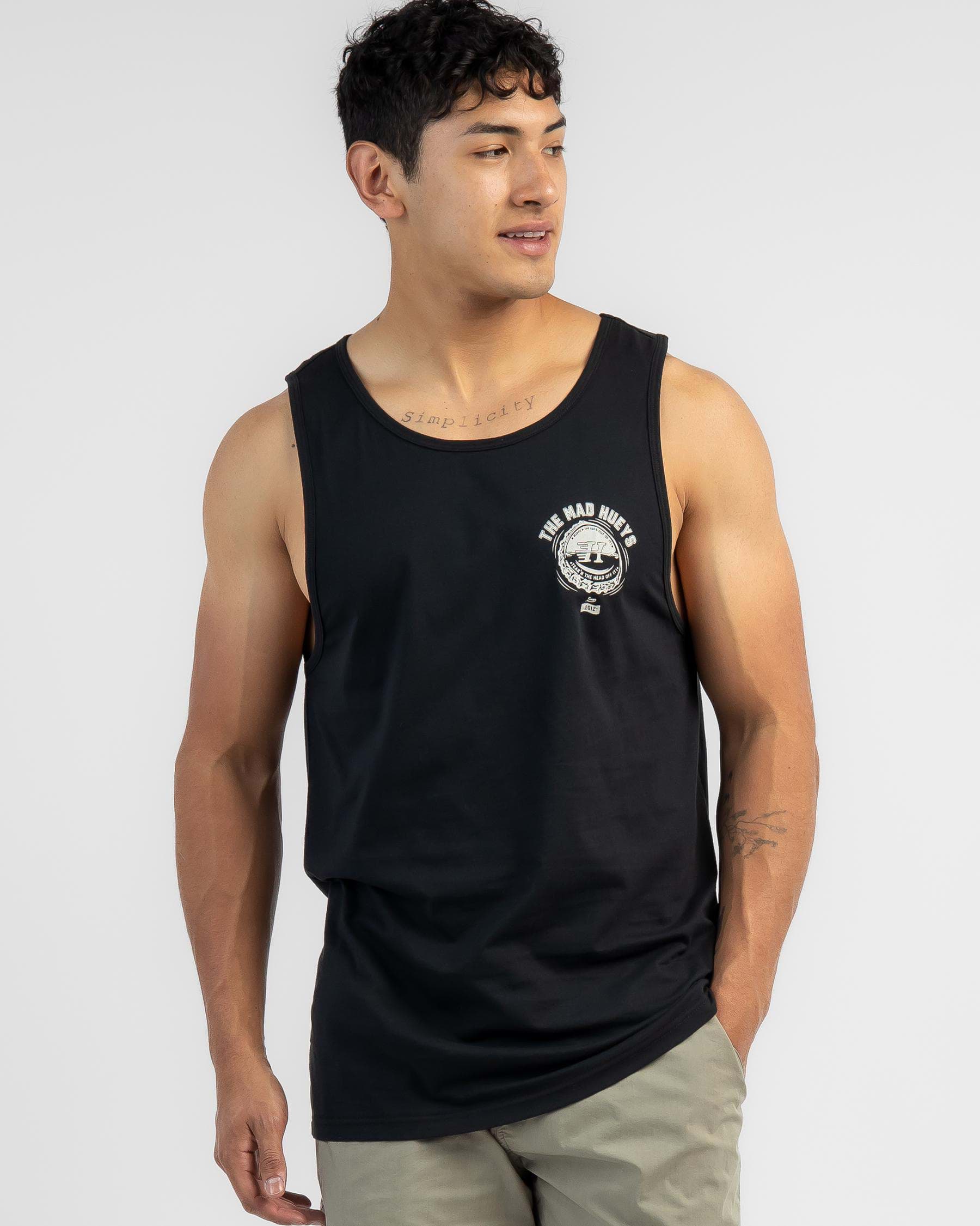 Shop The Mad Hueys Ripping Singlet In Black - Fast Shipping & Easy ...