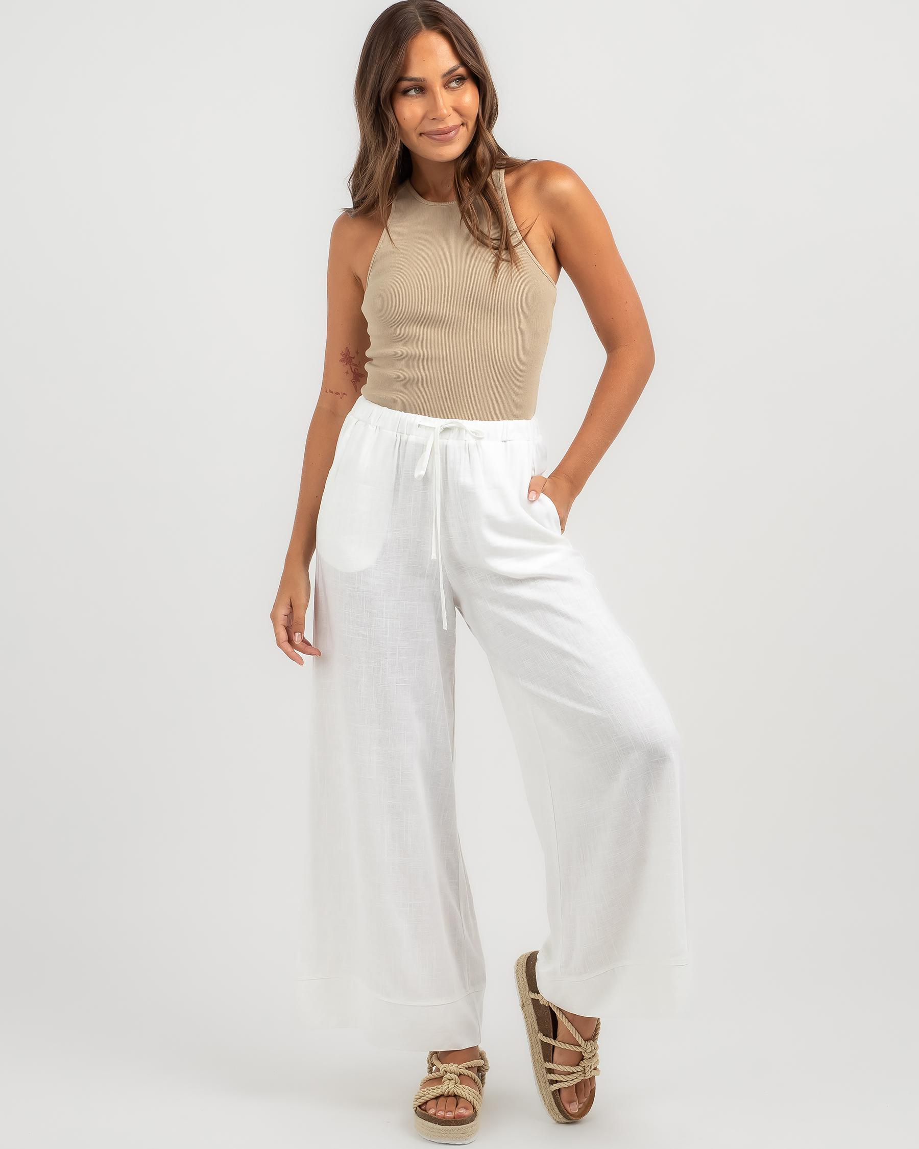 Shop Wits The Label Newport Beach Pants In White - Fast Shipping & Easy ...