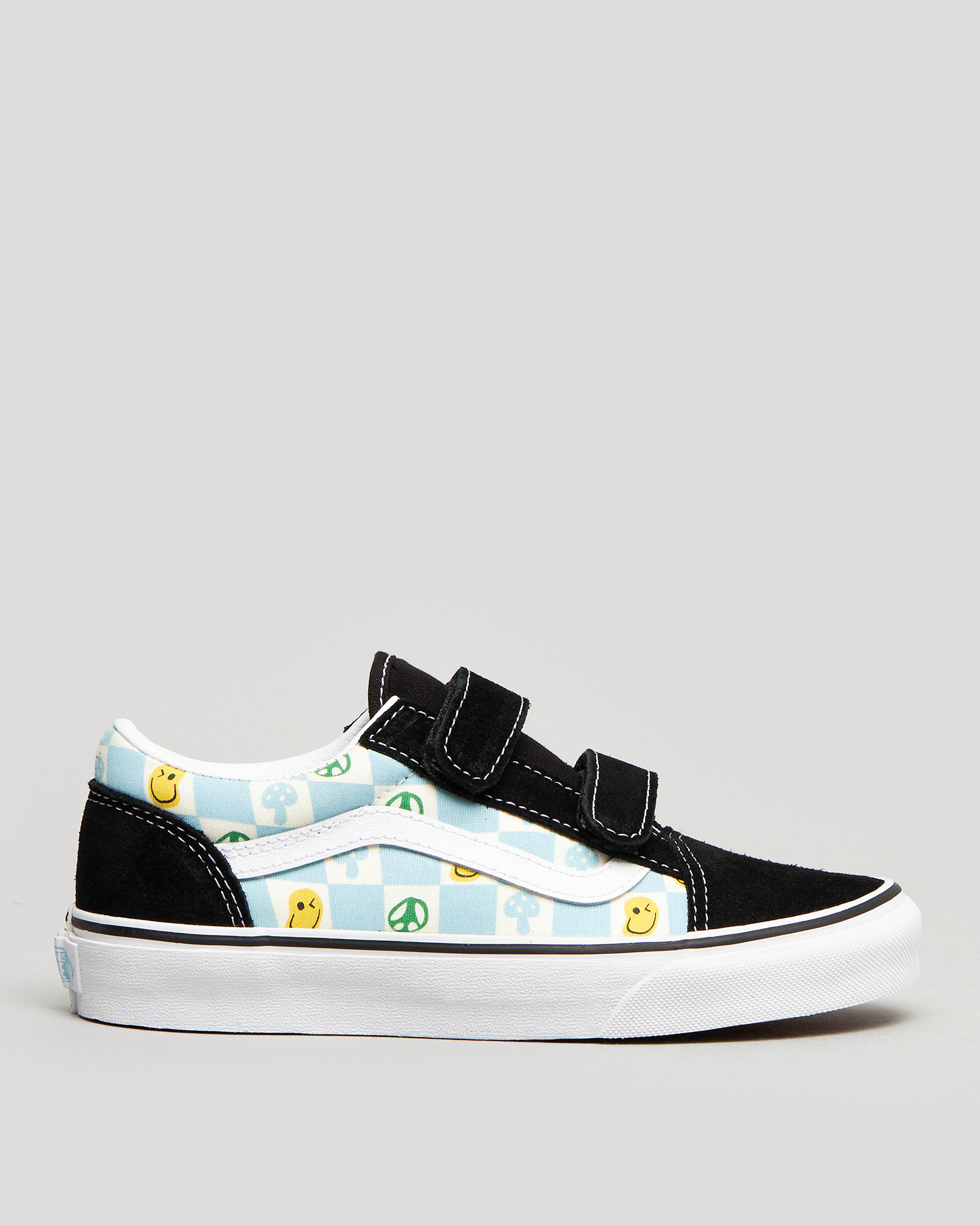 Shop Vans Boys' Old Skool V Shoes In Melted Check Black/multi - Fast ...