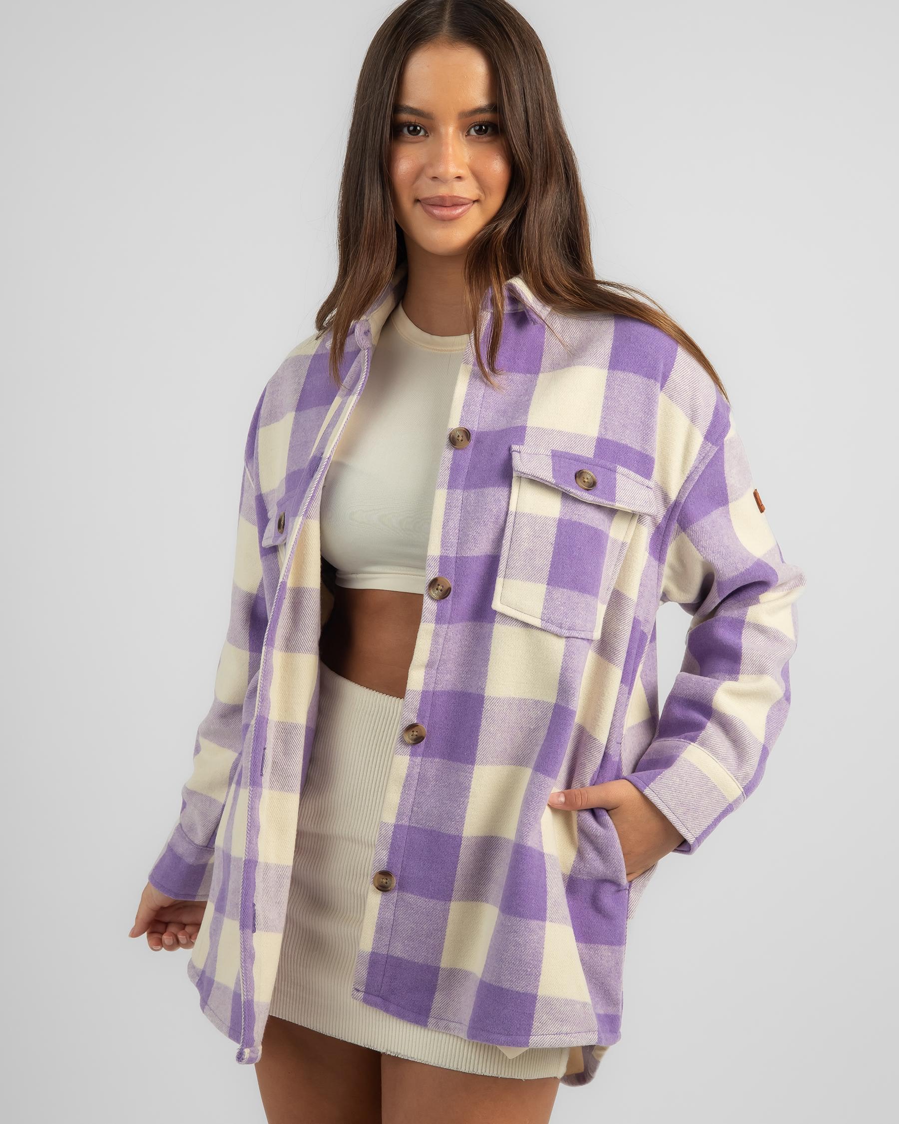 Shop Roxy Check The Swell Jacket In Tapioca Paradiso Plaid - Fast ...