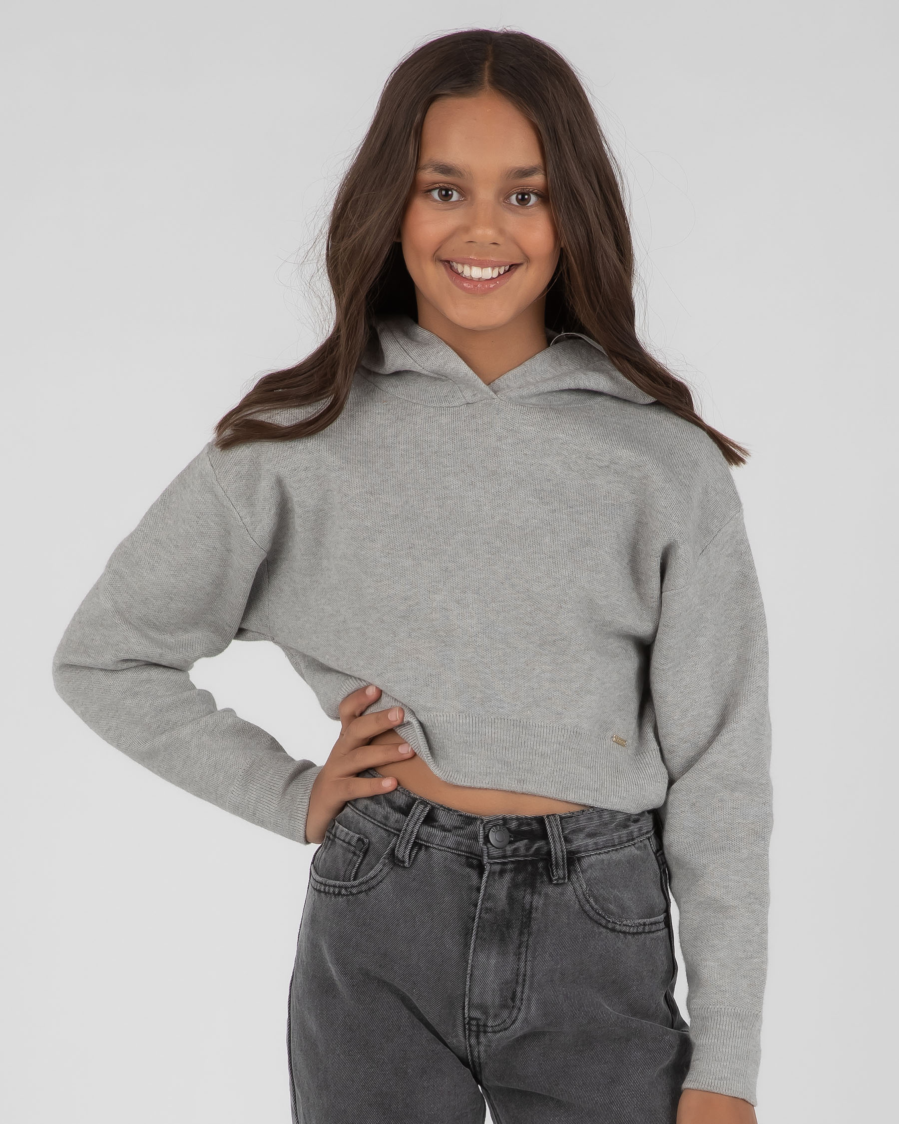 Shop Ava And Ever Girls' Juno Knit Hoodie In Light Grey - Fast Shipping ...