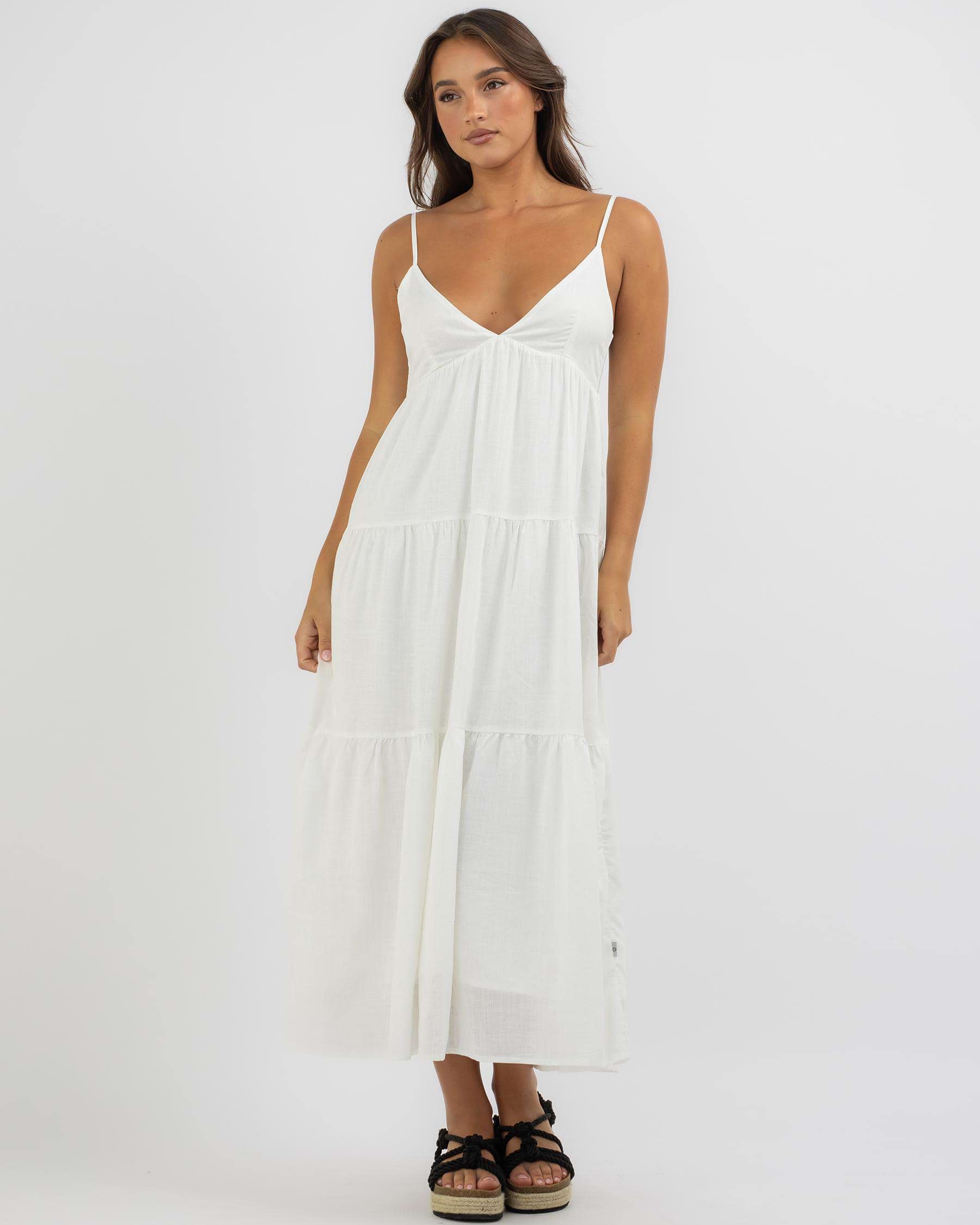 Shop Rhythm Classic Tiered Midi Dress In White - Fast Shipping & Easy ...