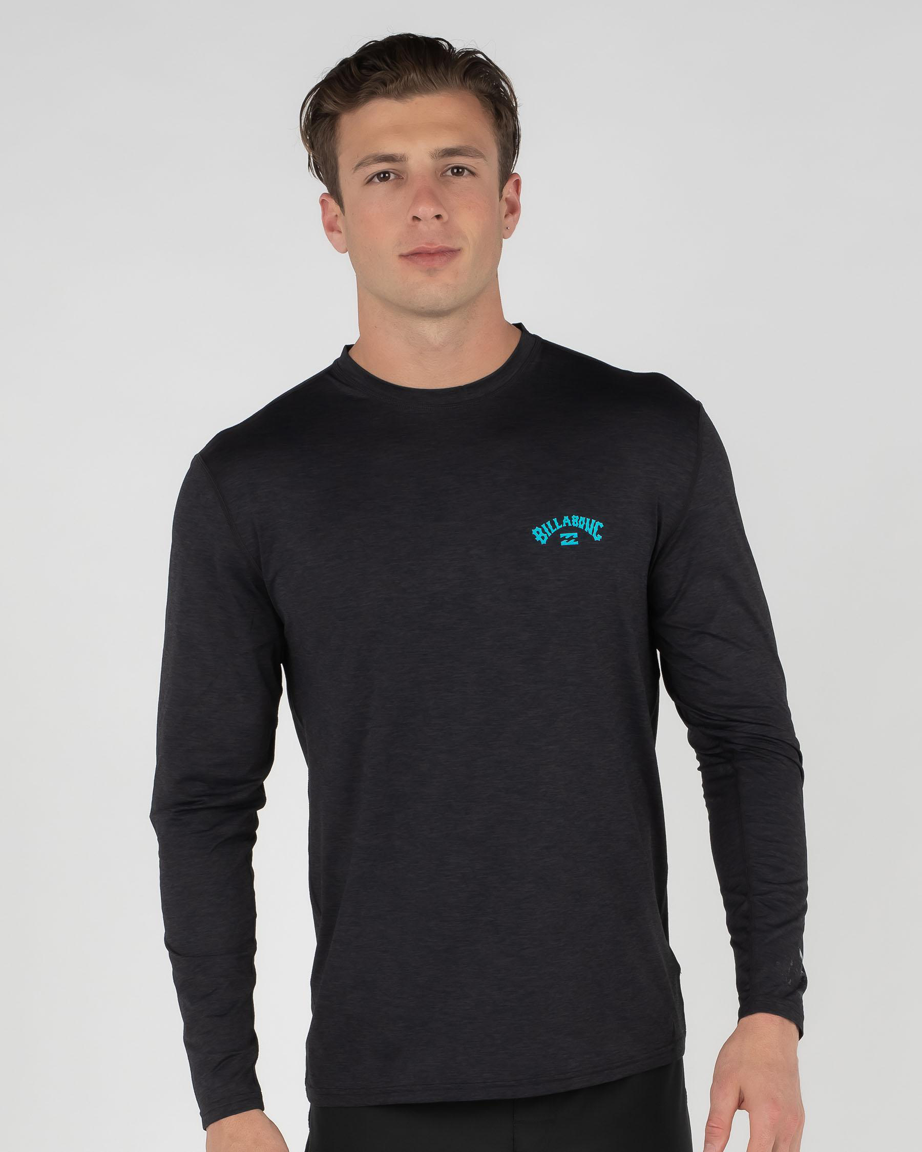 Billabong Shoreline LF Long Sleeve Surf T-Shirt In Black Heather | City ...