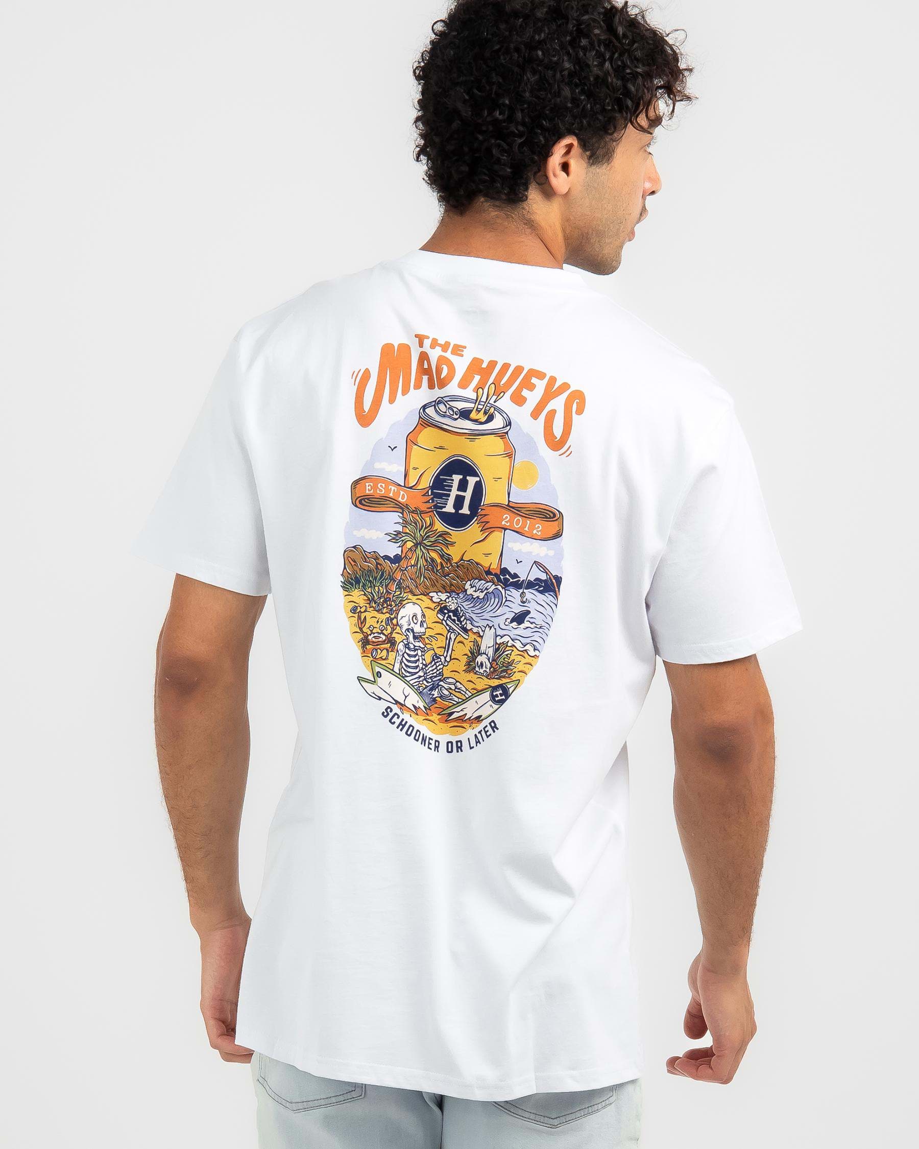 Shop The Mad Hueys Schooner Or Later T-Shirt In White - Fast Shipping ...