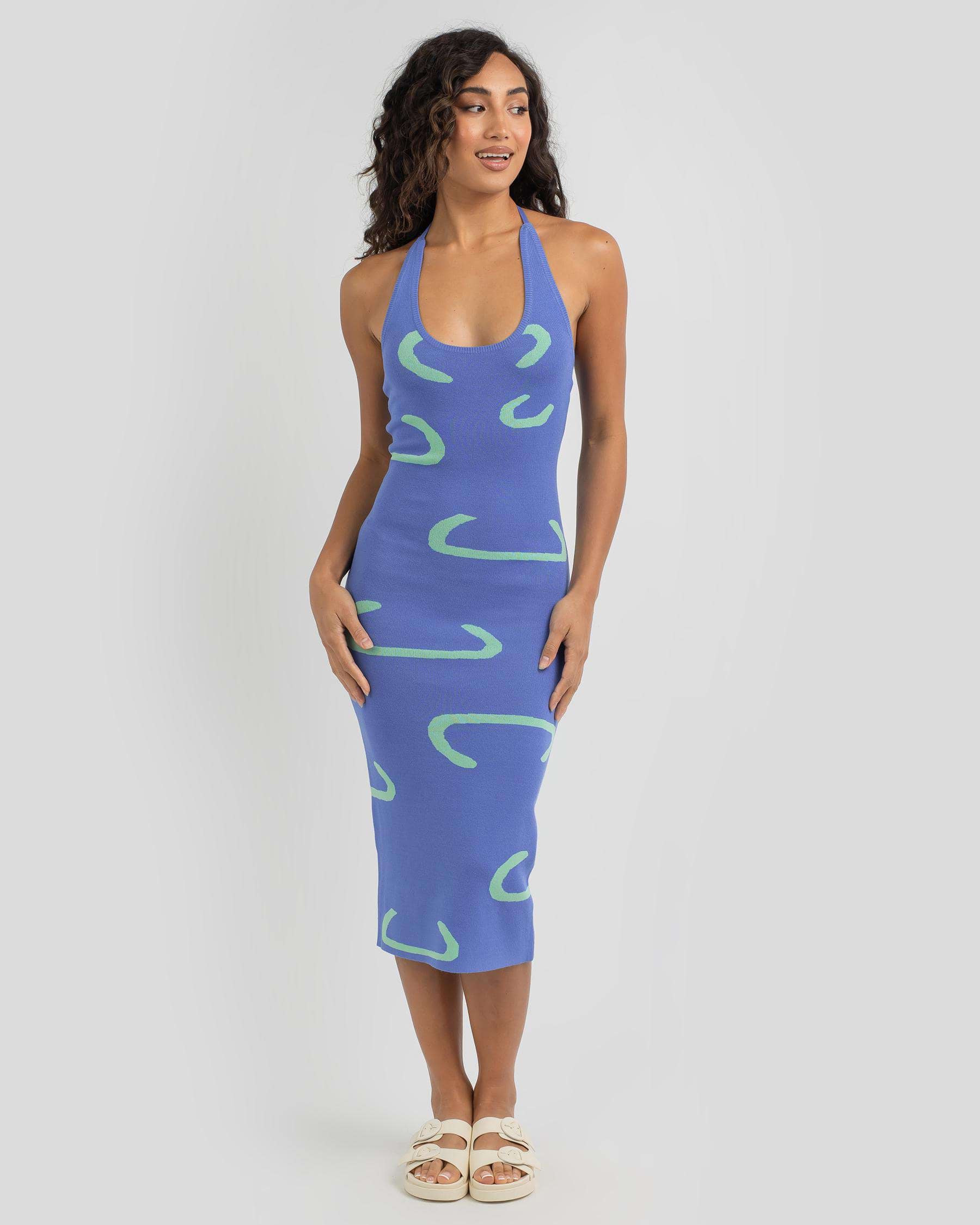 Shop Ava And Ever Kaz Midi Dress In Blue/green - Fast Shipping & Easy ...