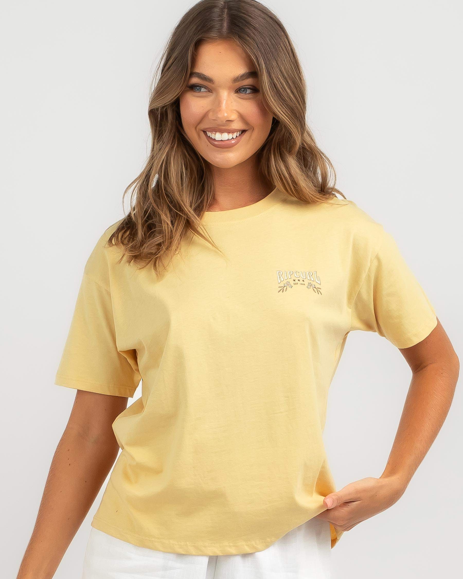 Shop Rip Curl Riptide Relaxed T-Shirt In Washed Yellow - Fast Shipping ...