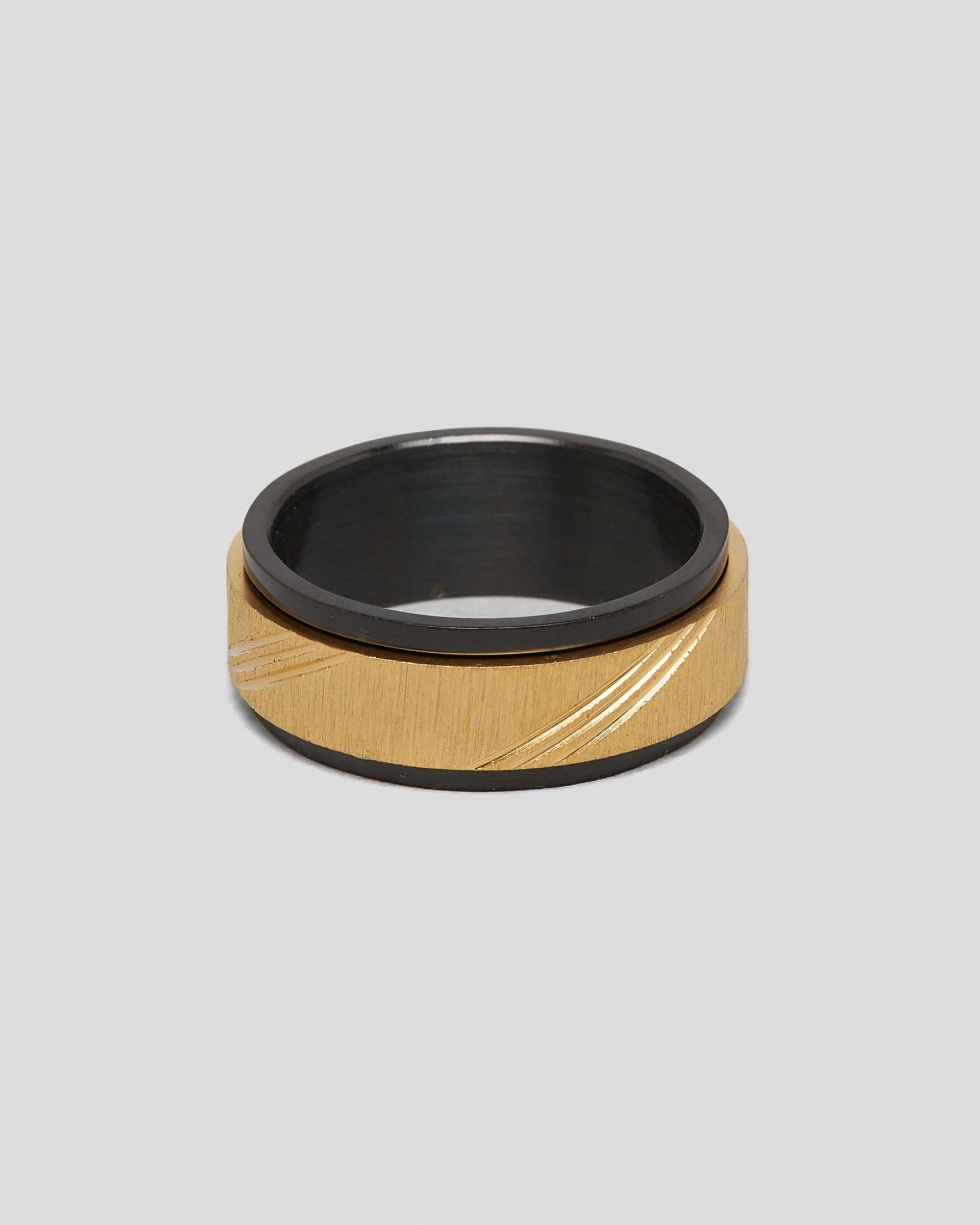 Shop REPUBLIK Spin Circle Ring In Black/ Gold - Fast Shipping & Easy ...