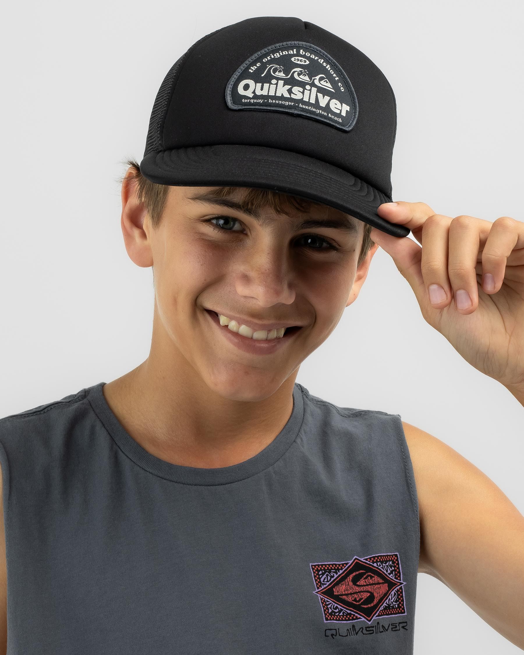 Shop Quiksilver Boys' Onshore Trucker Cap In Black - Fast Shipping ...