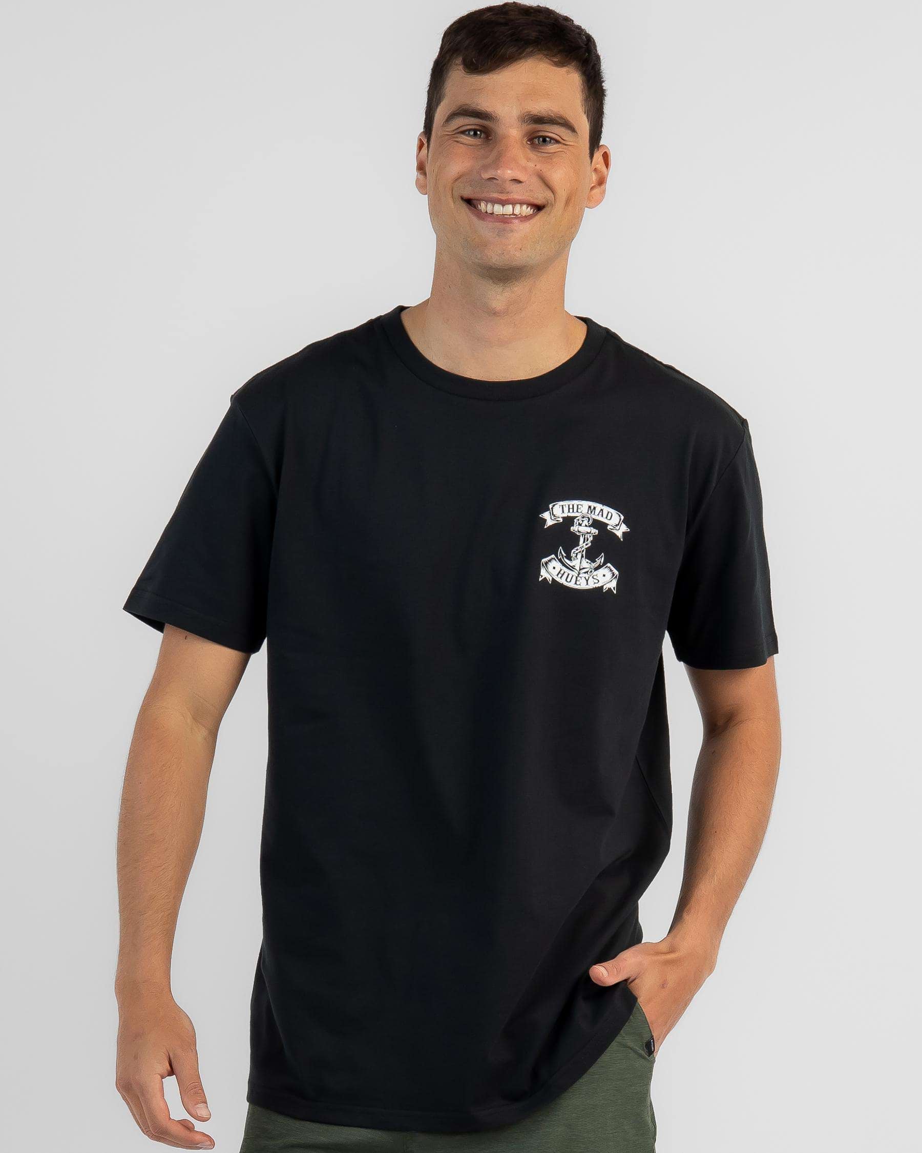 Shop The Mad Hueys Ship Anchor T-Shirt In Black - Fast Shipping & Easy ...