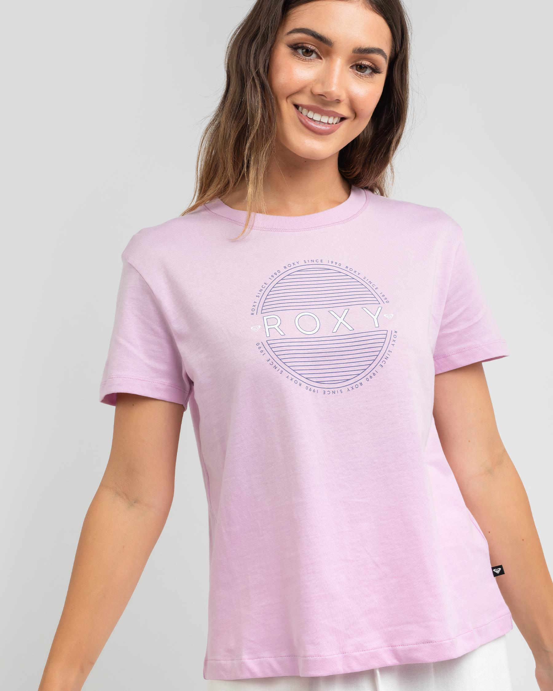 Shop Roxy Epic Afternoon Corpo T-Shirt In Pink Lavender - Fast Shipping ...