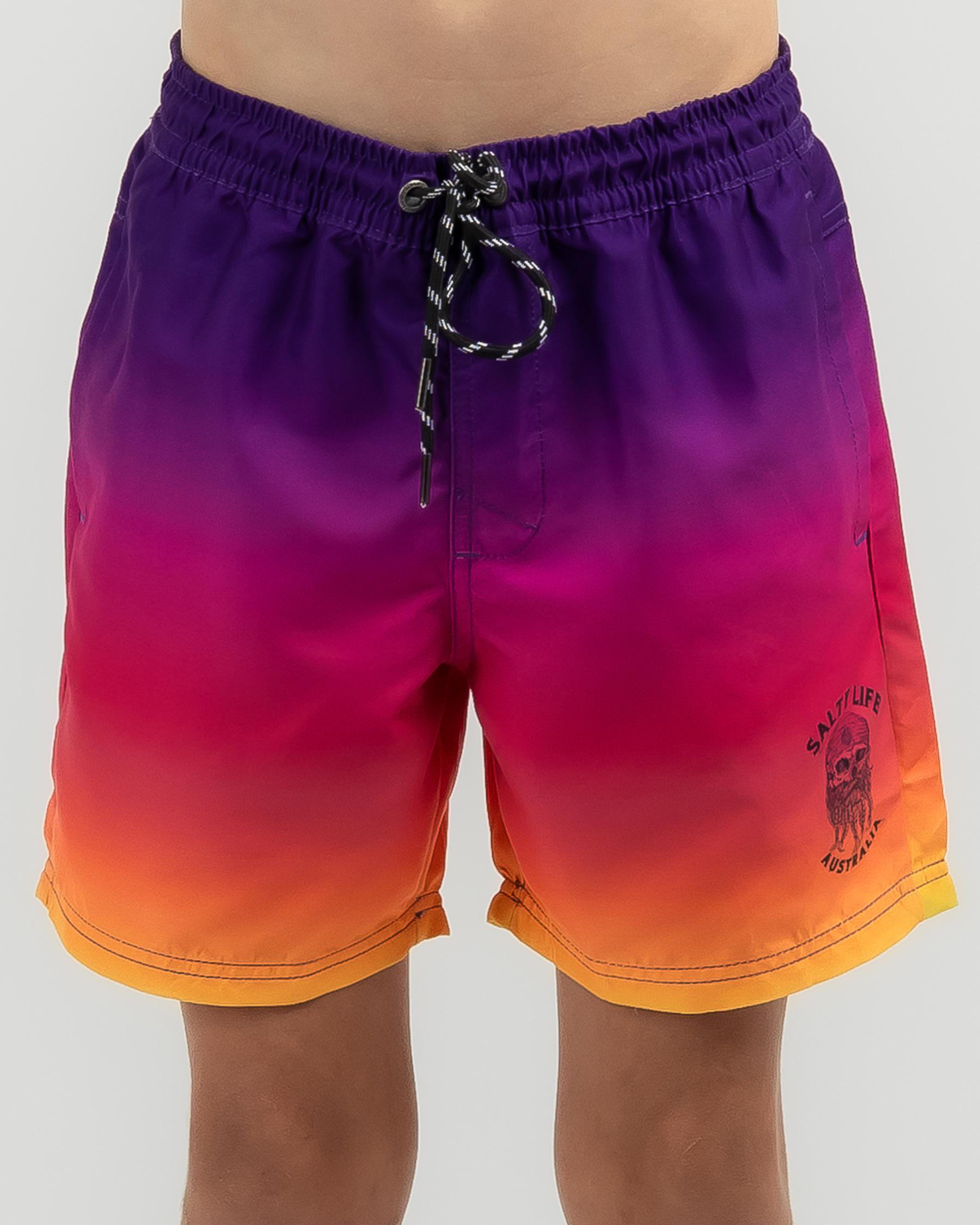 Shop Salty Life Boys' Interfuse Mully Short In Purple/pink/yellow ...