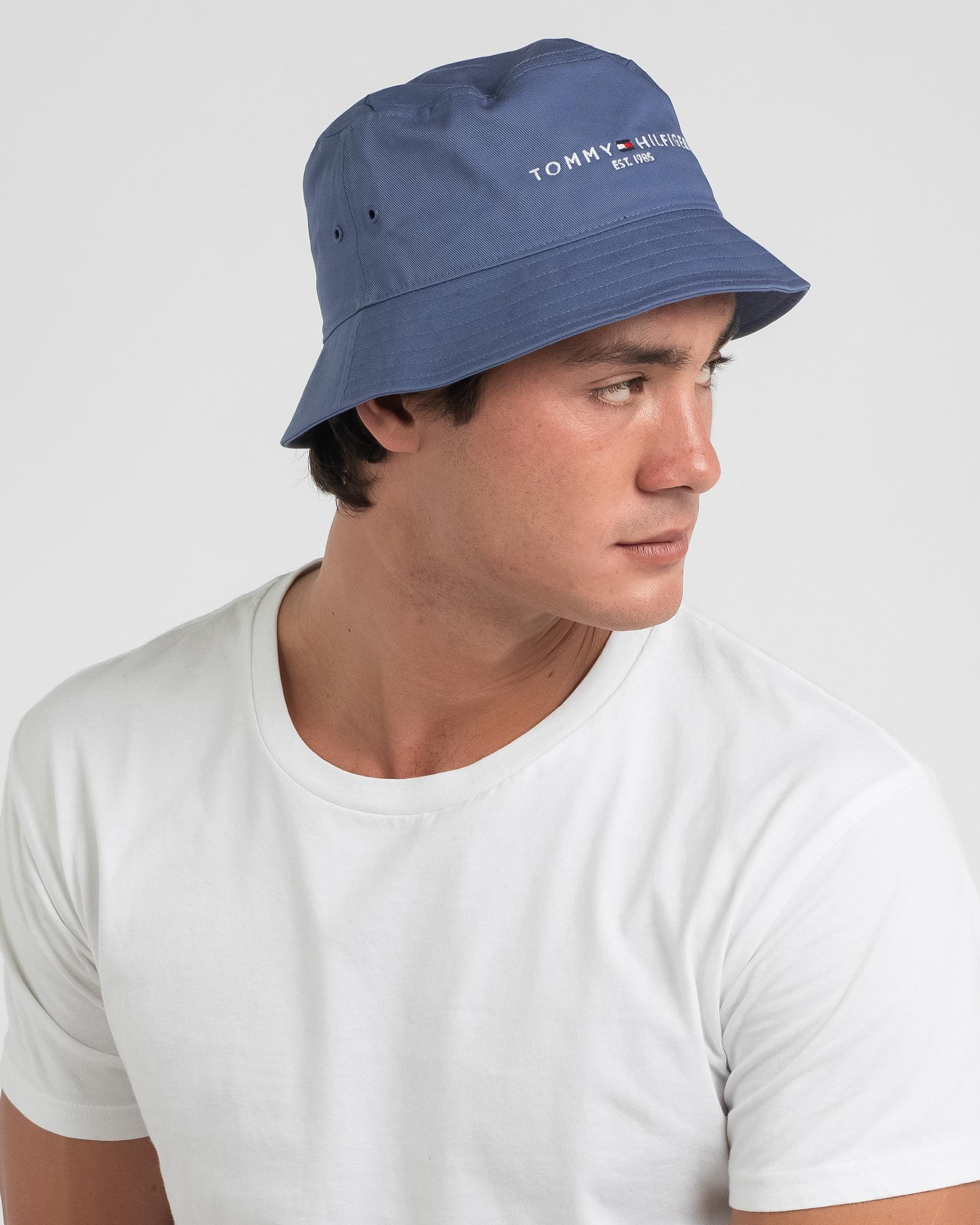 Shop Tommy Hilfiger Established Bucket Hat In Colorado Indigo - Fast ...