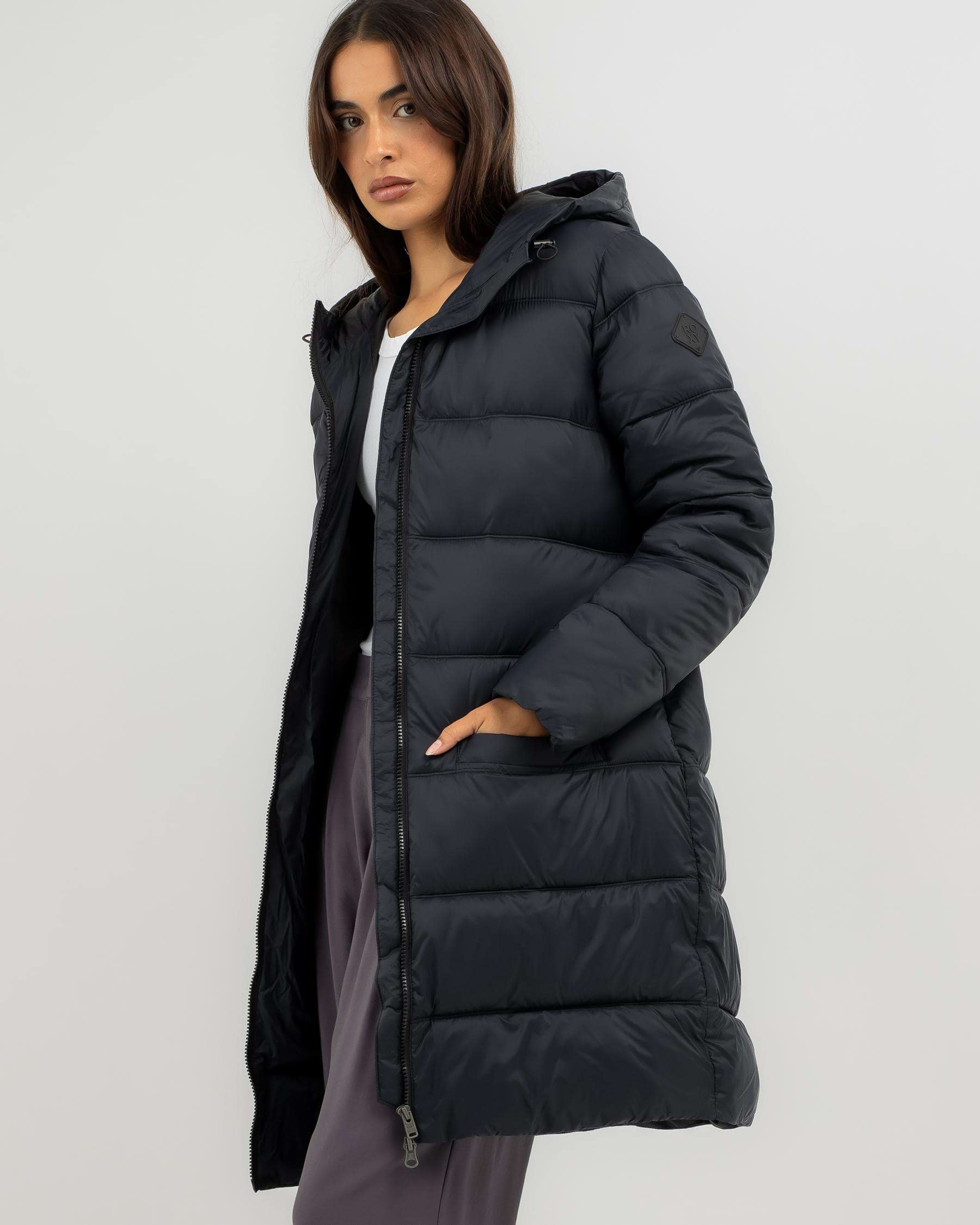 Roxy Crest of the Wave Hooded Jacket In Anthracite - Fast Shipping ...