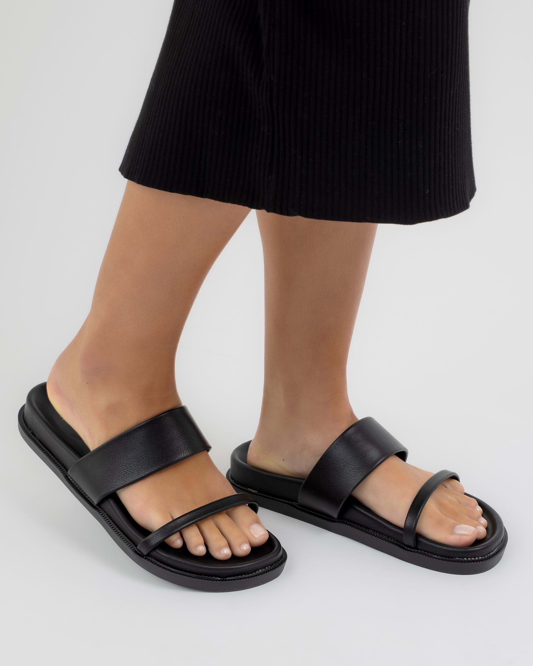 Shop Ava And Ever Dillon Slide Sandals In Black/black - Fast Shipping ...