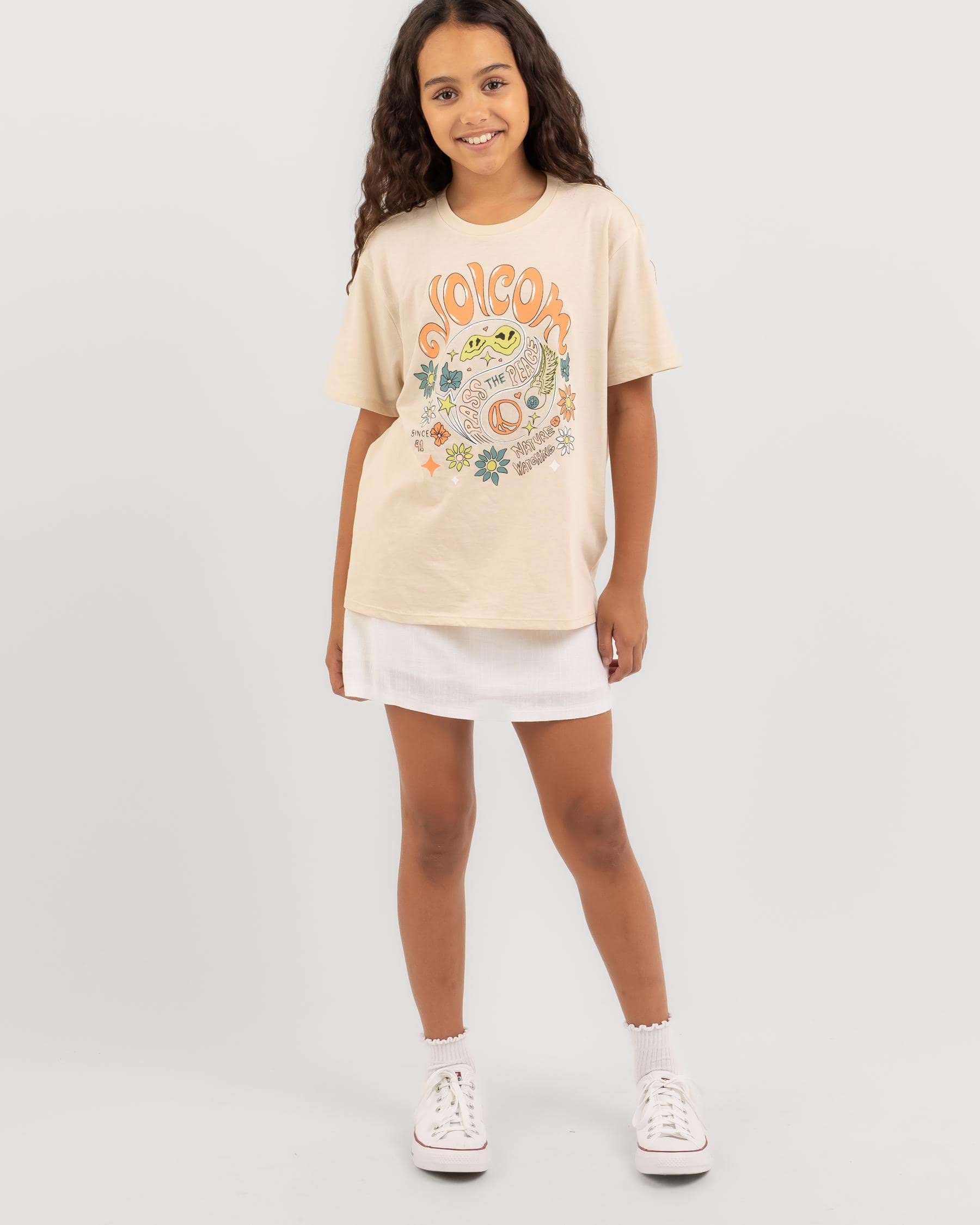 Shop Volcom Girls' Truly Stoked BF T-Shirt In Sand - Fast Shipping ...