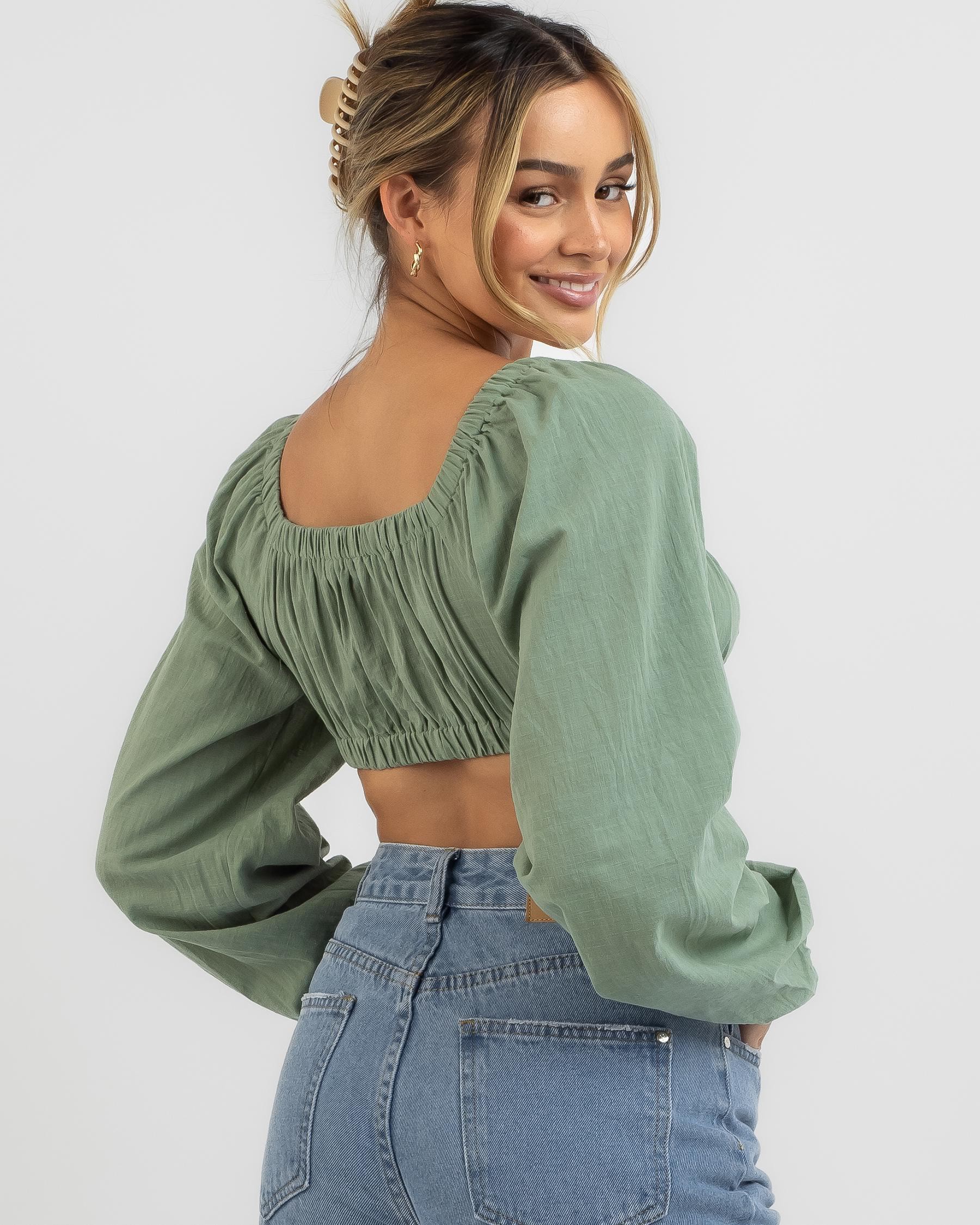 Shop Ava And Ever Indigo Top In Sage - Fast Shipping & Easy Returns ...