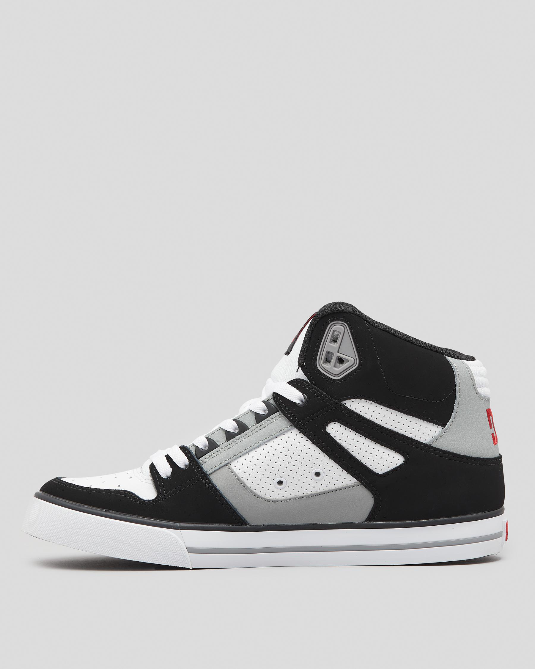 Shop DC Shoes Pure Hi-Top WC Shoes In Black/white/red - Fast Shipping ...