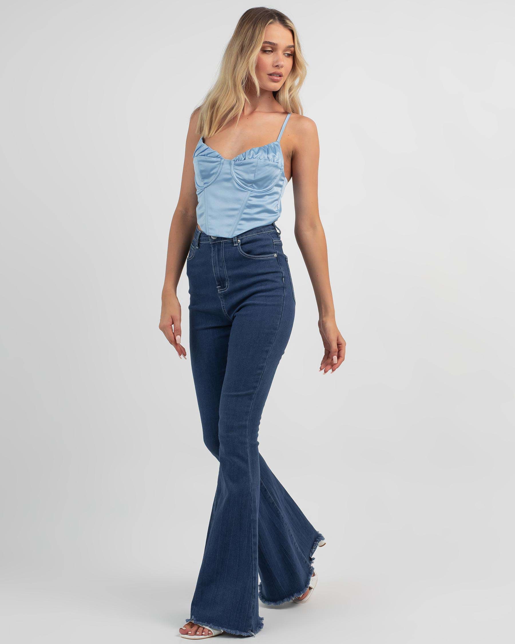 Shop Ava And Ever Wicked Corset Top In Light Blue - Fast Shipping ...