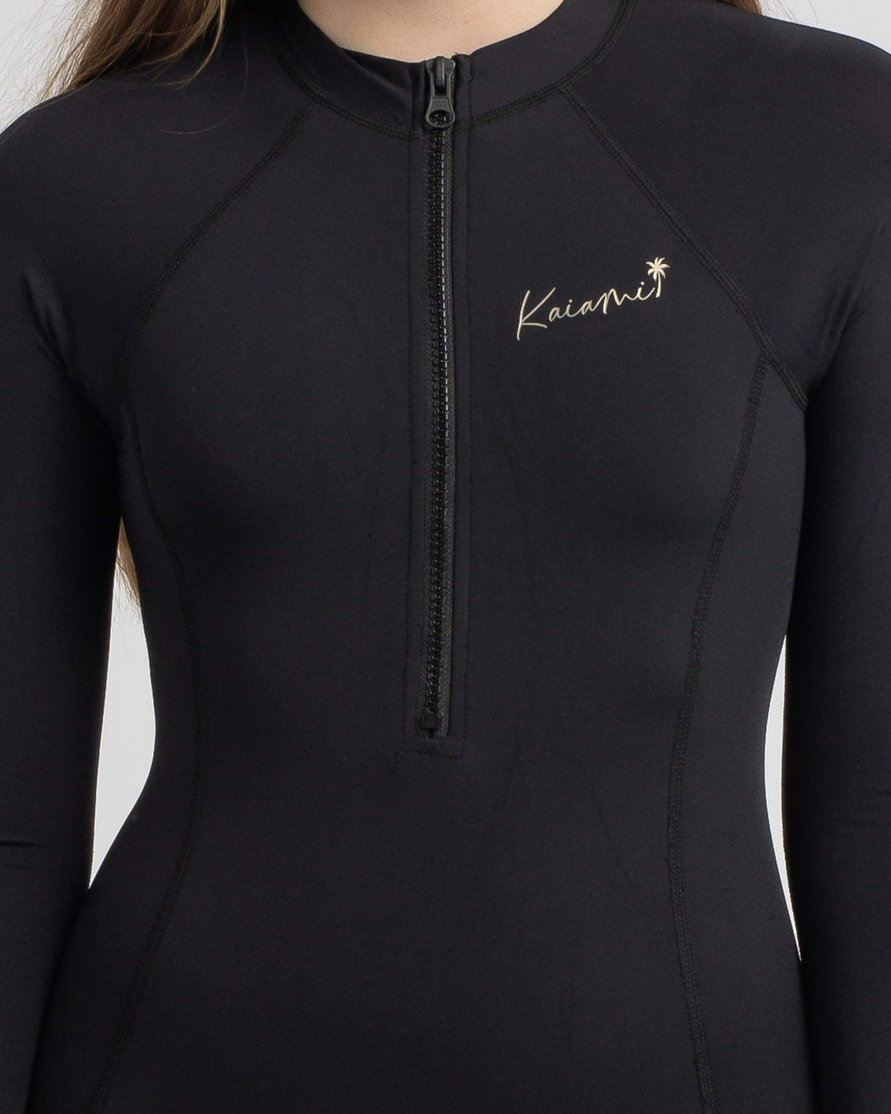 Shop Kaiami Girls Palm Beach Long Sleeve Surfsuit In Black Fast Shipping And Easy Returns 