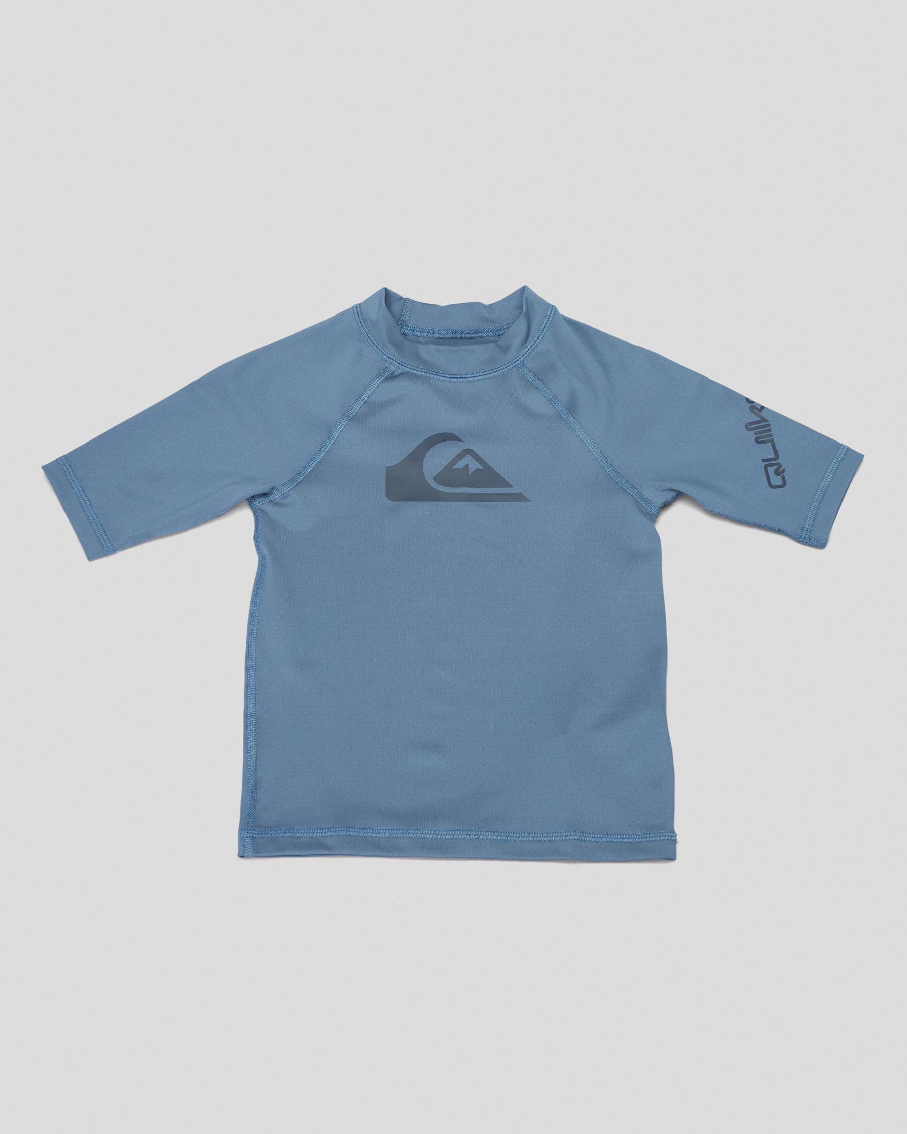 Shop Quiksilver Toddlers' All Time Short Sleeve Rash Vest In Bering Sea ...