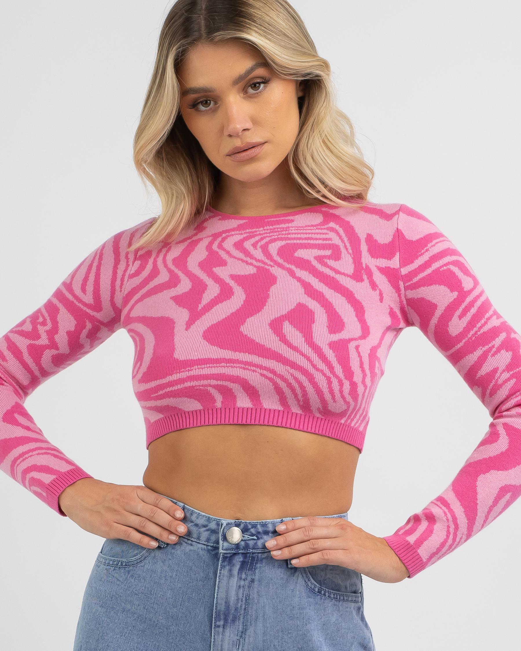 Shop Ava And Ever What Goes Around Knit Top In Pink Swirl - Fast ...