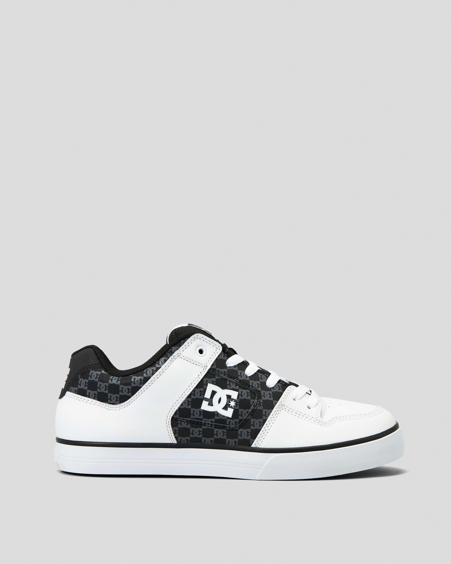 DC Shoes Men's Pure Shoes Black/White Monogram Low Top Sneaker Shoes  Clothing
