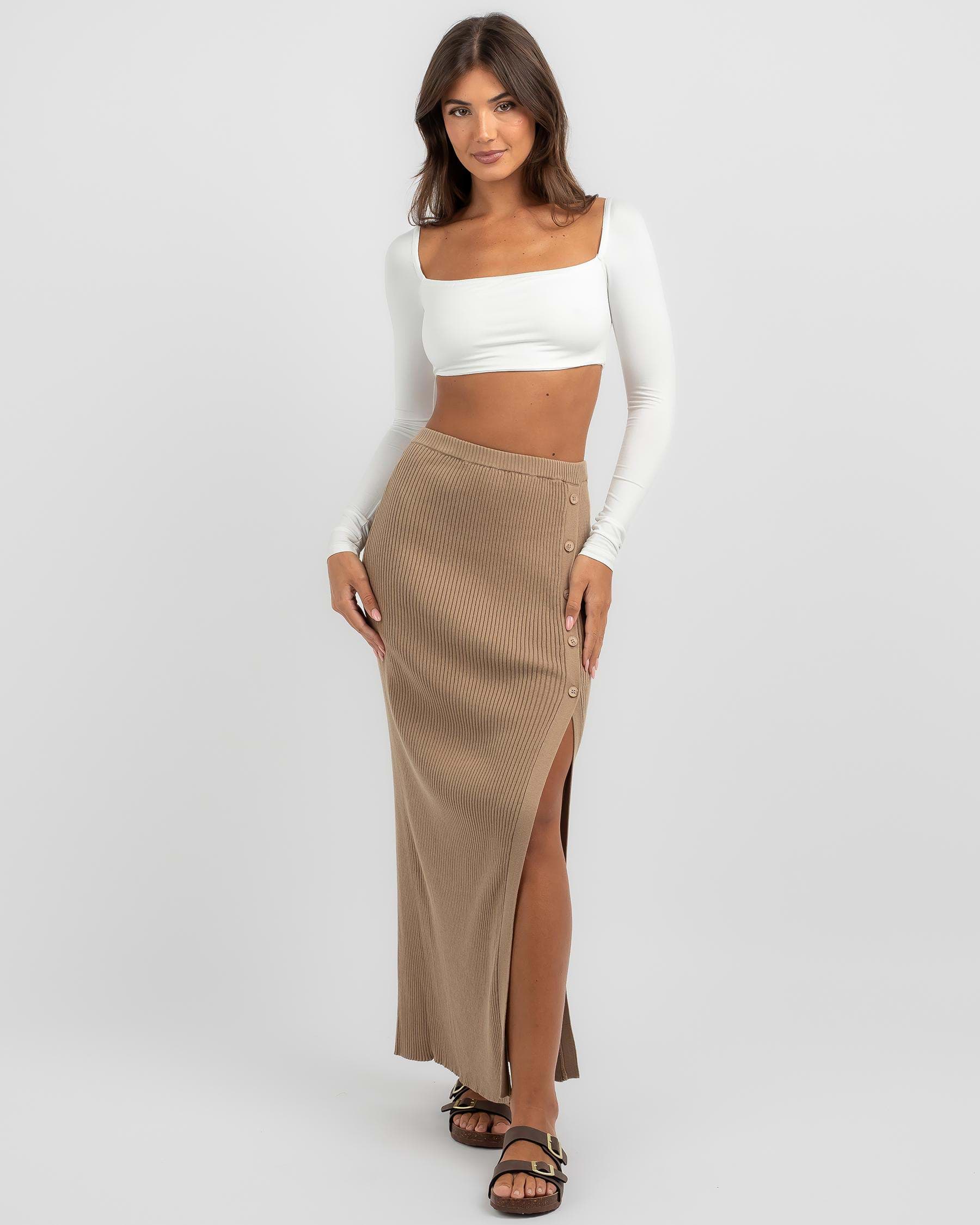 Shop Mooloola Sadie Maxi Skirt In Taupe - Fast Shipping & Easy Returns ...