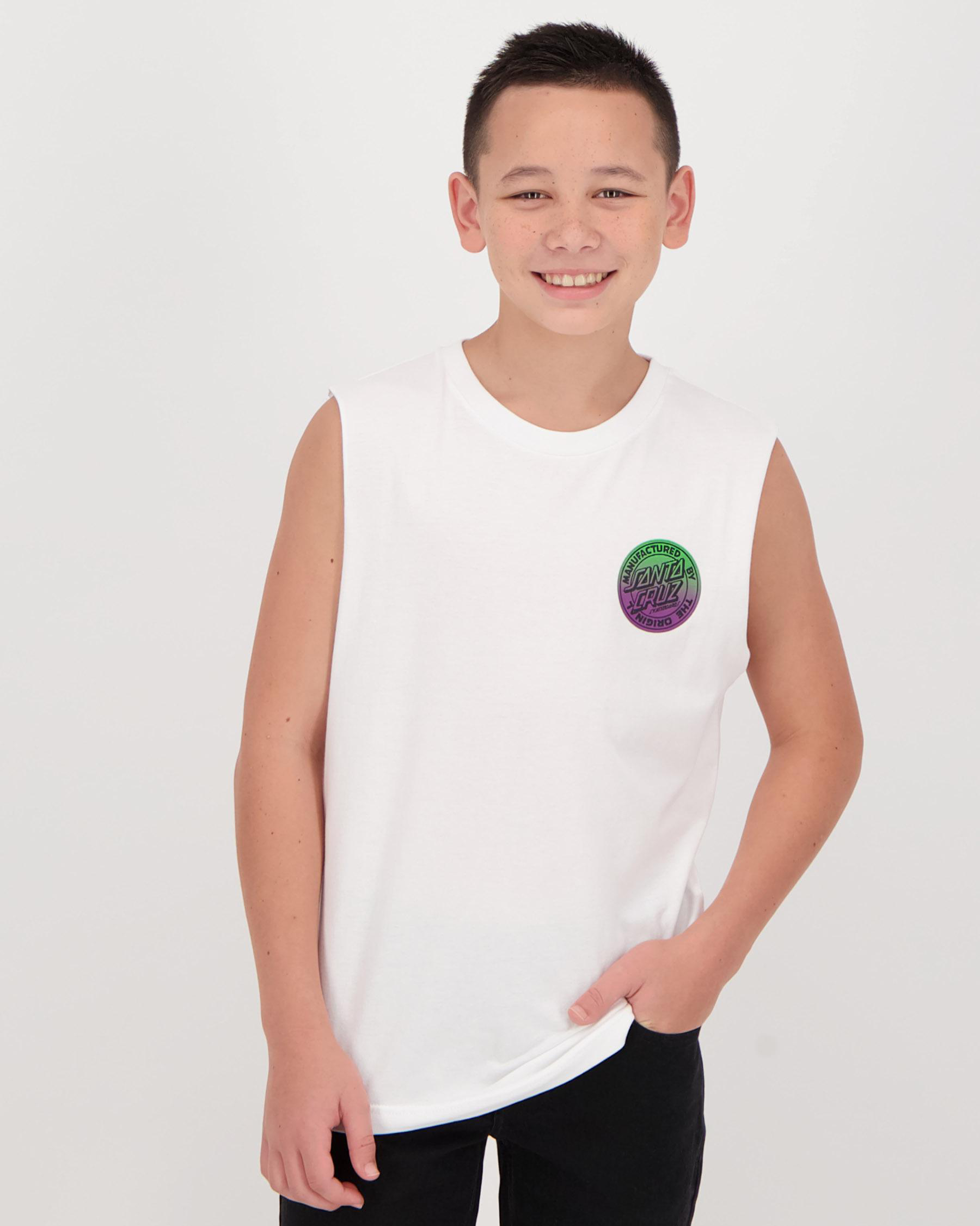 Santa Cruz Boys' Original Dot Fade Muscle Tank In White - Fast Shipping ...