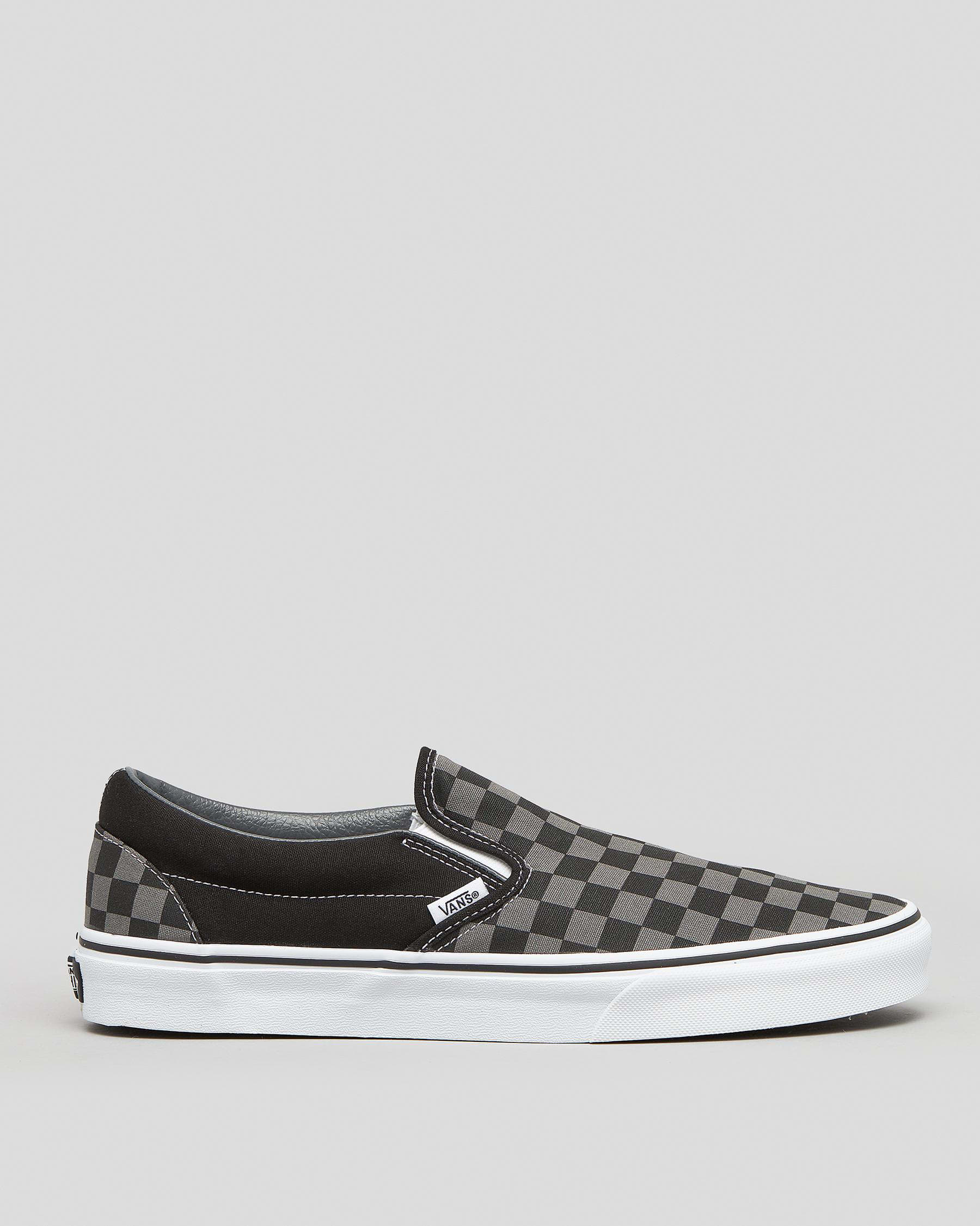Shop Vans Classic Slip-On Shoes In Black/pewter Checkerboard - Fast ...
