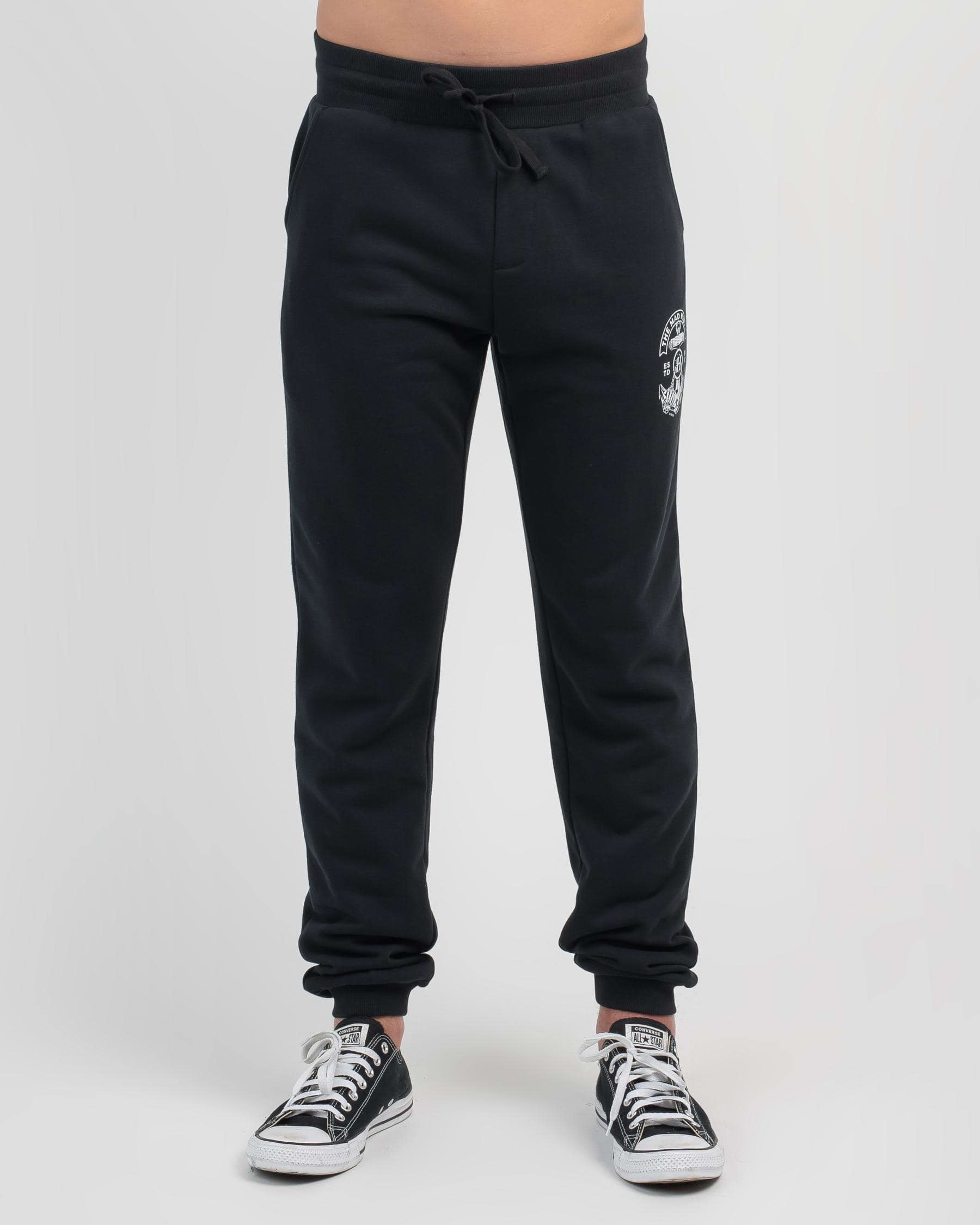 Shop The Mad Hueys Double FKD Track Pants In Black - Fast Shipping ...