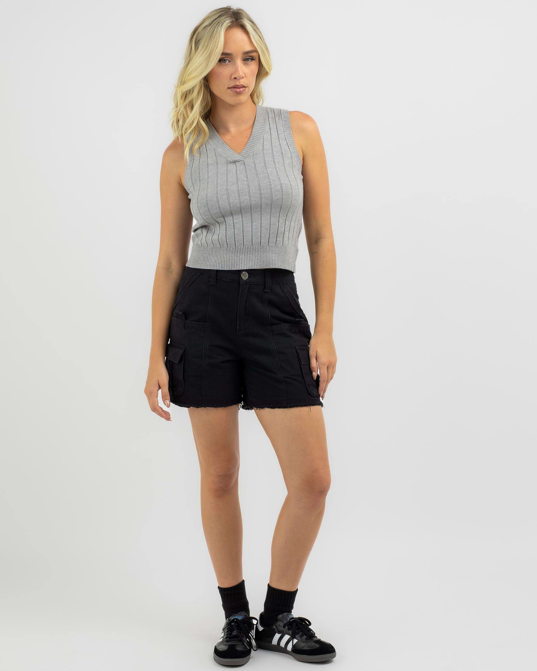 Shop Ava And Ever Kelsey Knit Vest In Grey - Fast Shipping & Easy ...