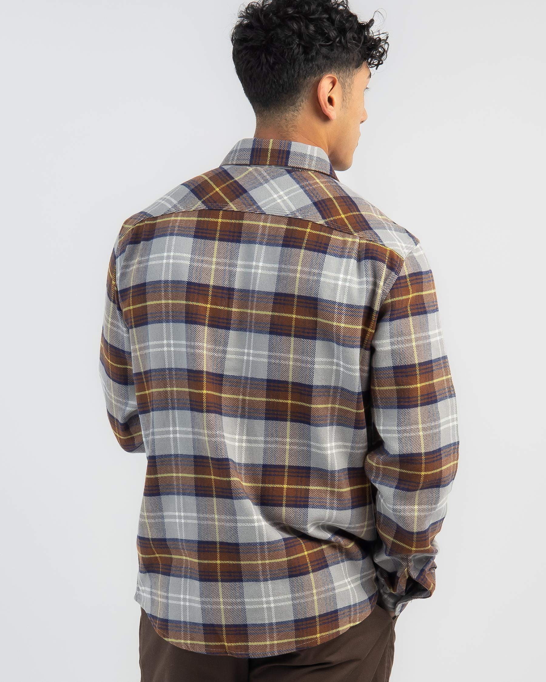 Shop Brixton Bowery Flannel Long Sleeve Shirt In Red Brown/grey/washed ...