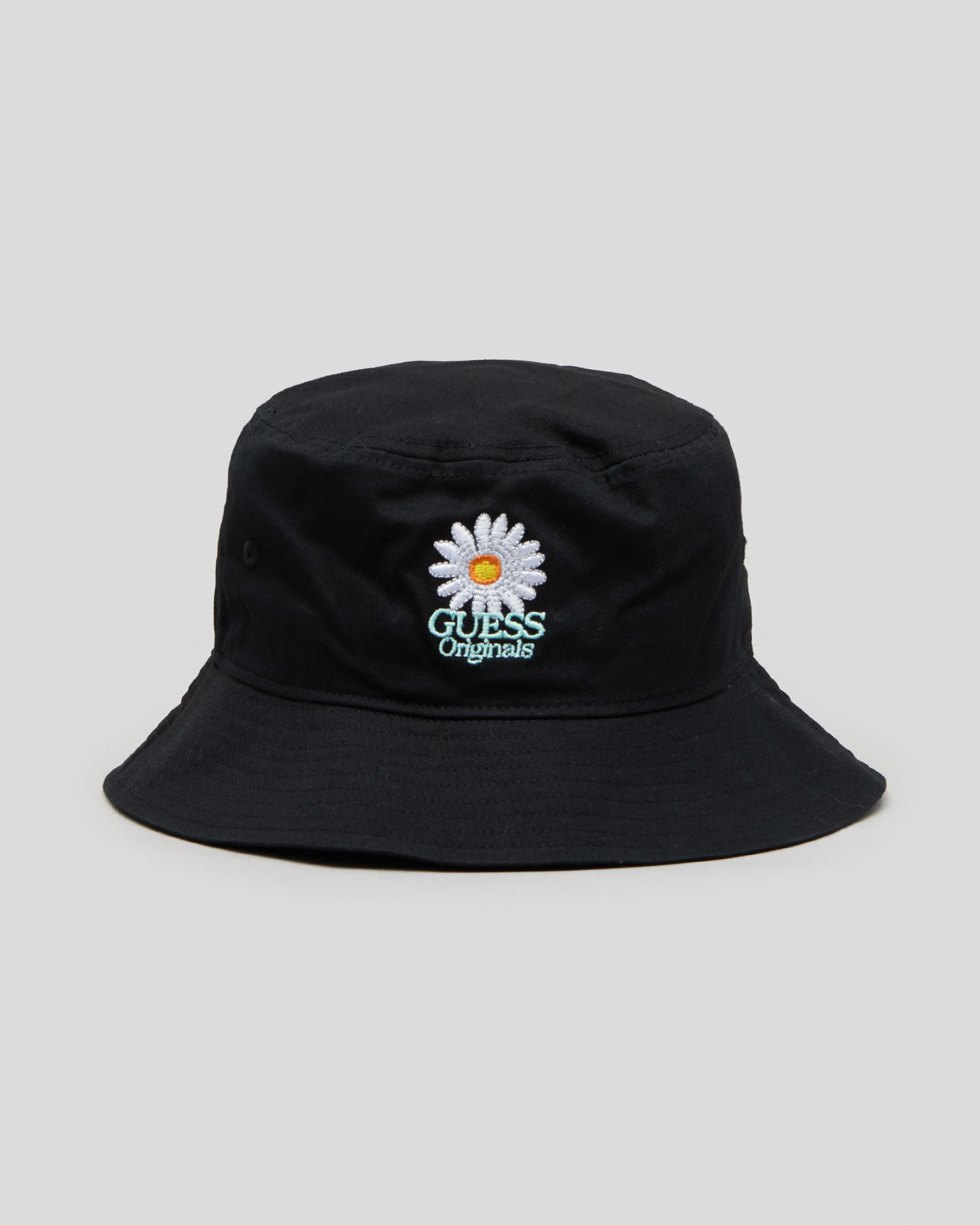 Shop GUESS Go Daisy Bucket Hat In Jet Black - Fast Shipping & Easy ...
