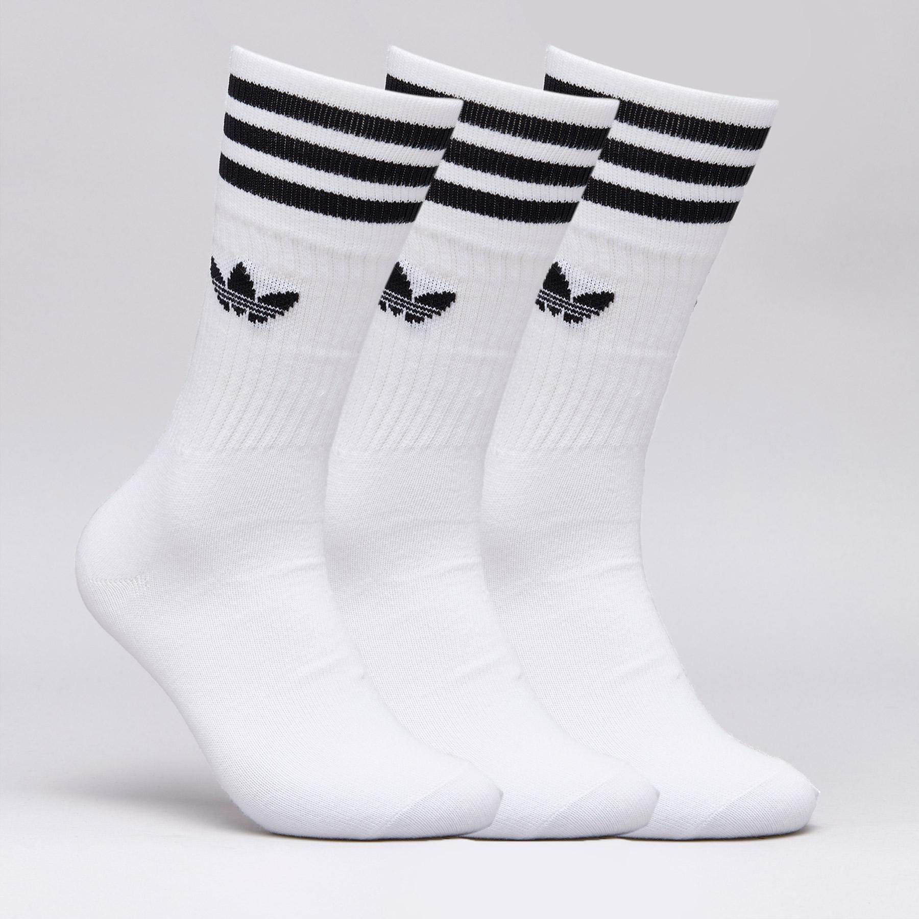 Shop adidas Womens Solid Crew 3 Pack Socks In White/black - Fast ...