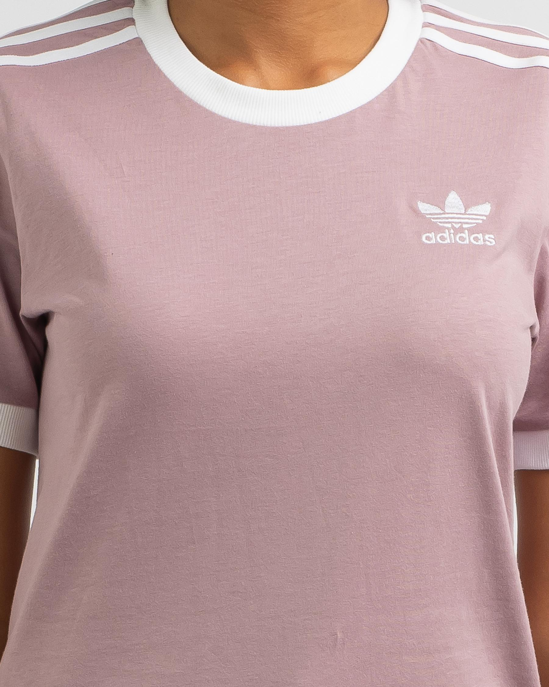 adidas 3 stripe shirt pink