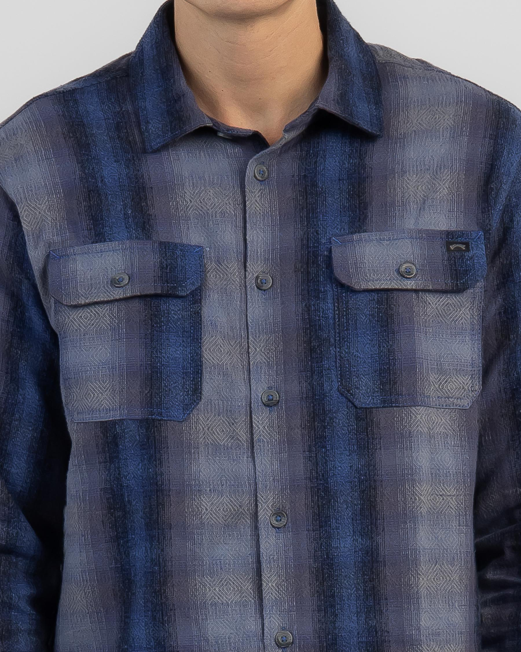 Shop Billabong Offshore Jacquard Flannel Shirt In Deep Blue - Fast ...