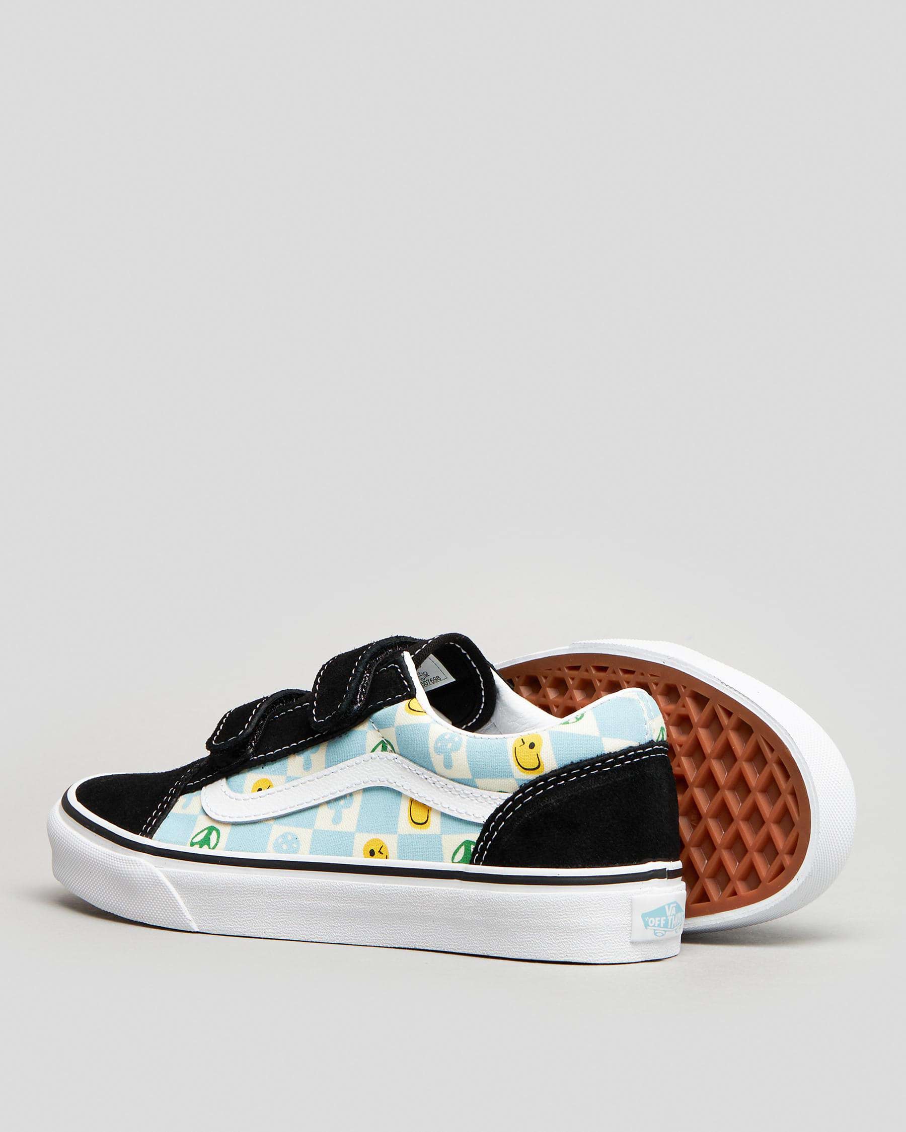 Shop Vans Boys' Old Skool V Shoes In Melted Check Black/multi - Fast ...