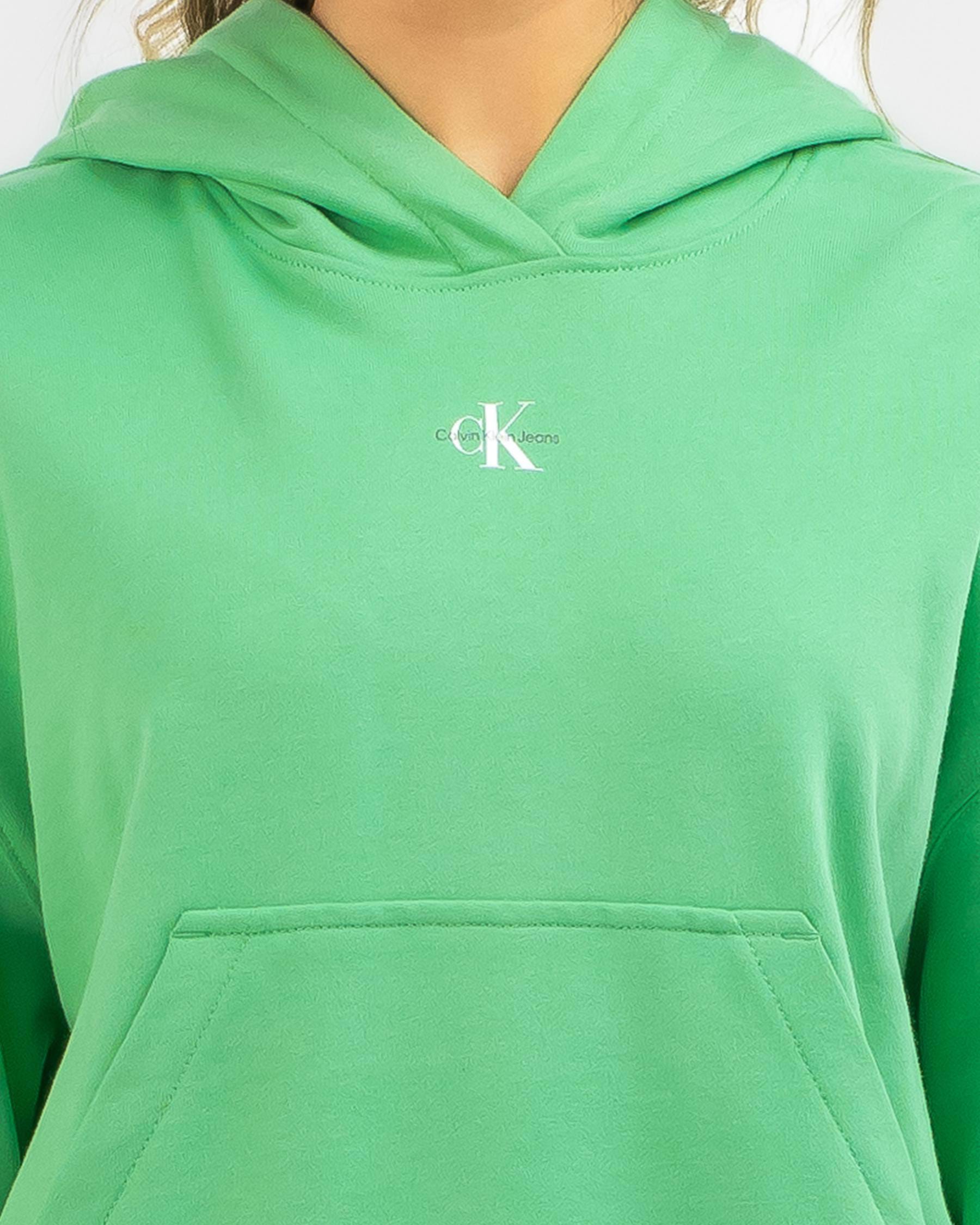 Shop Calvin Klein Micro Monologo Hoodie In Neptunes Wave - Fast ...