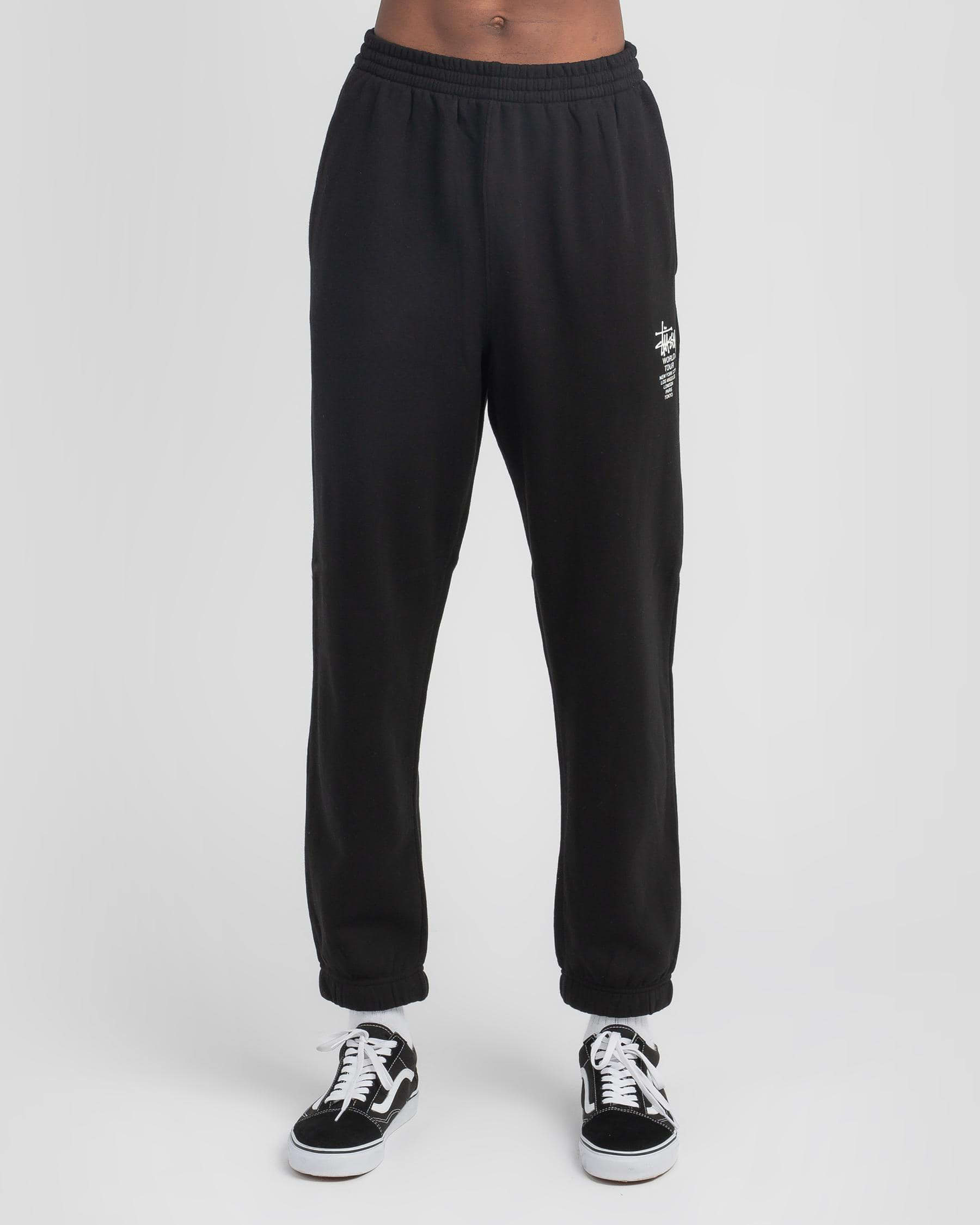 Shop Stussy World Tour Tack Pants In Solid Black - Fast Shipping & Easy ...