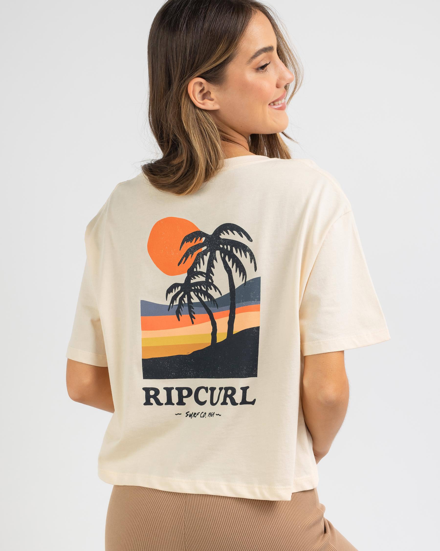 Shop Rip Curl Tropic Sun Cropped T-Shirt In Off White - Fast Shipping ...