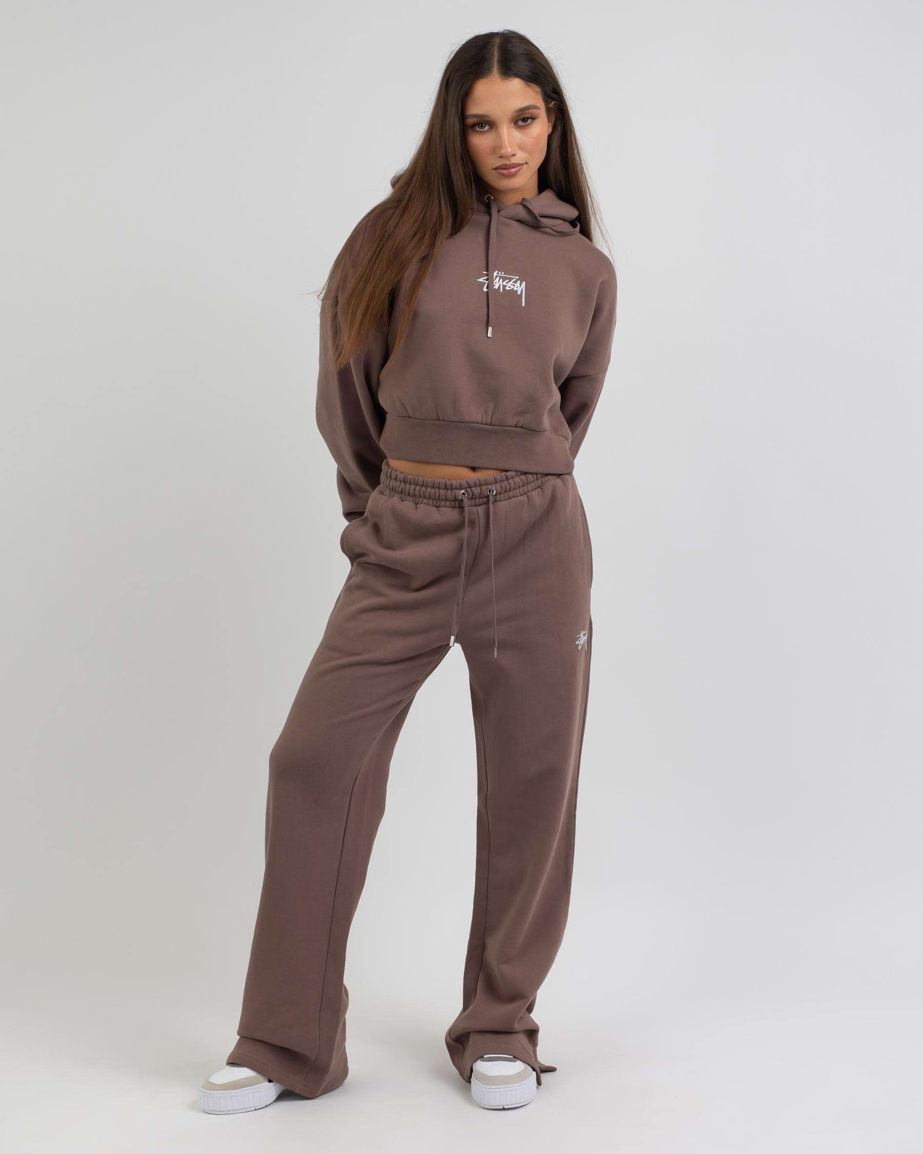 Shop Stussy Stock Wide Leg Track Pants In Brown - Fast Shipping & Easy ...