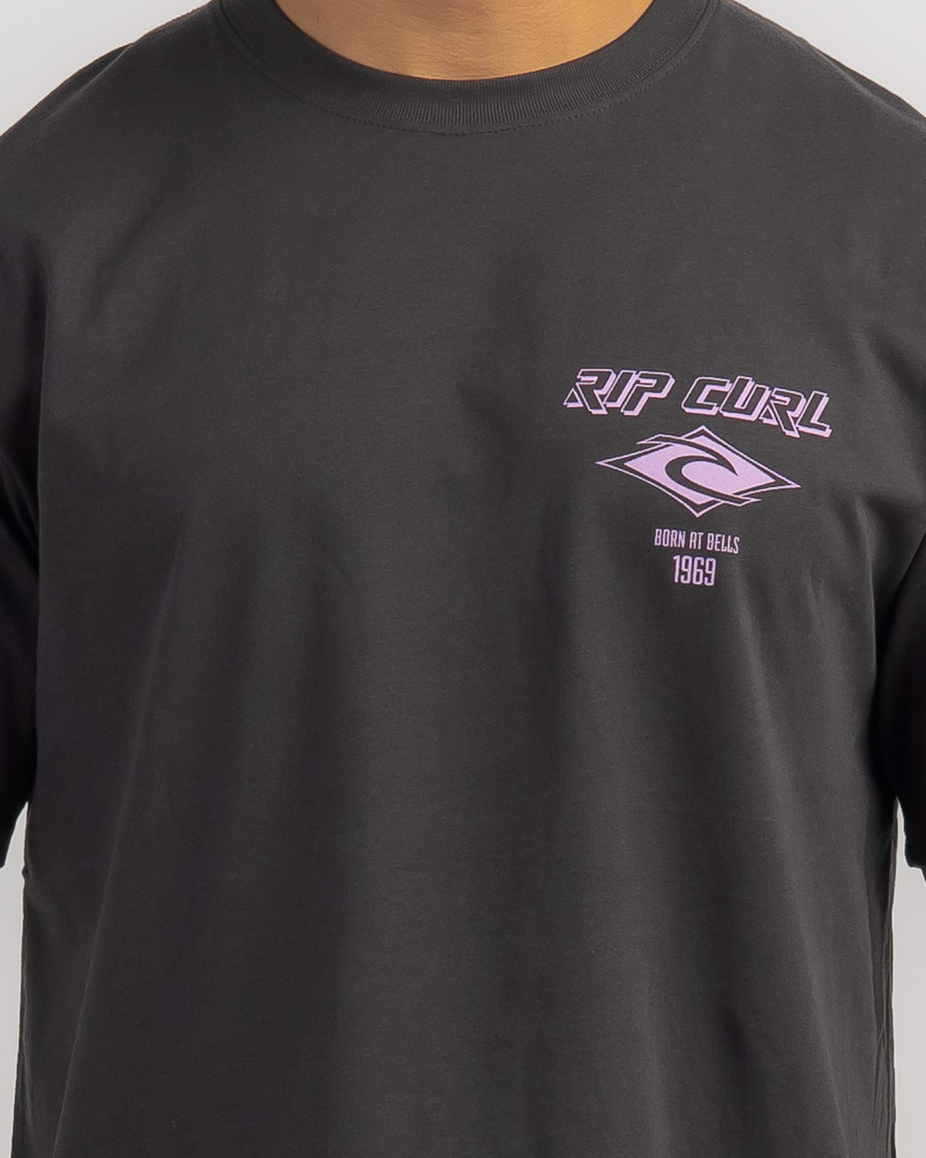 Shop Rip Curl Fade Out Icon T-Shirt In Black/purple - Fast Shipping ...