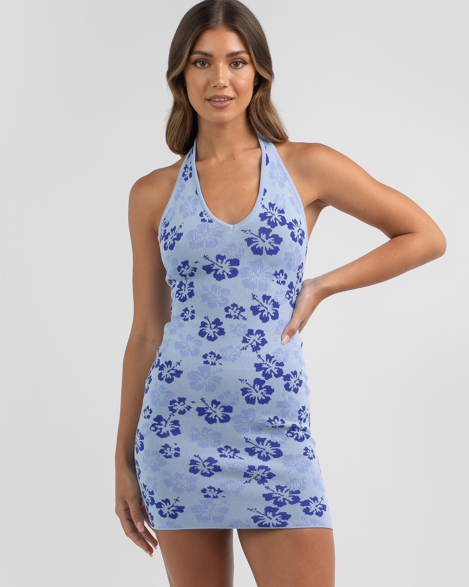 Shop Mooloola Theodora Dress In Blue Hibiscus - Fast Shipping & Easy ...