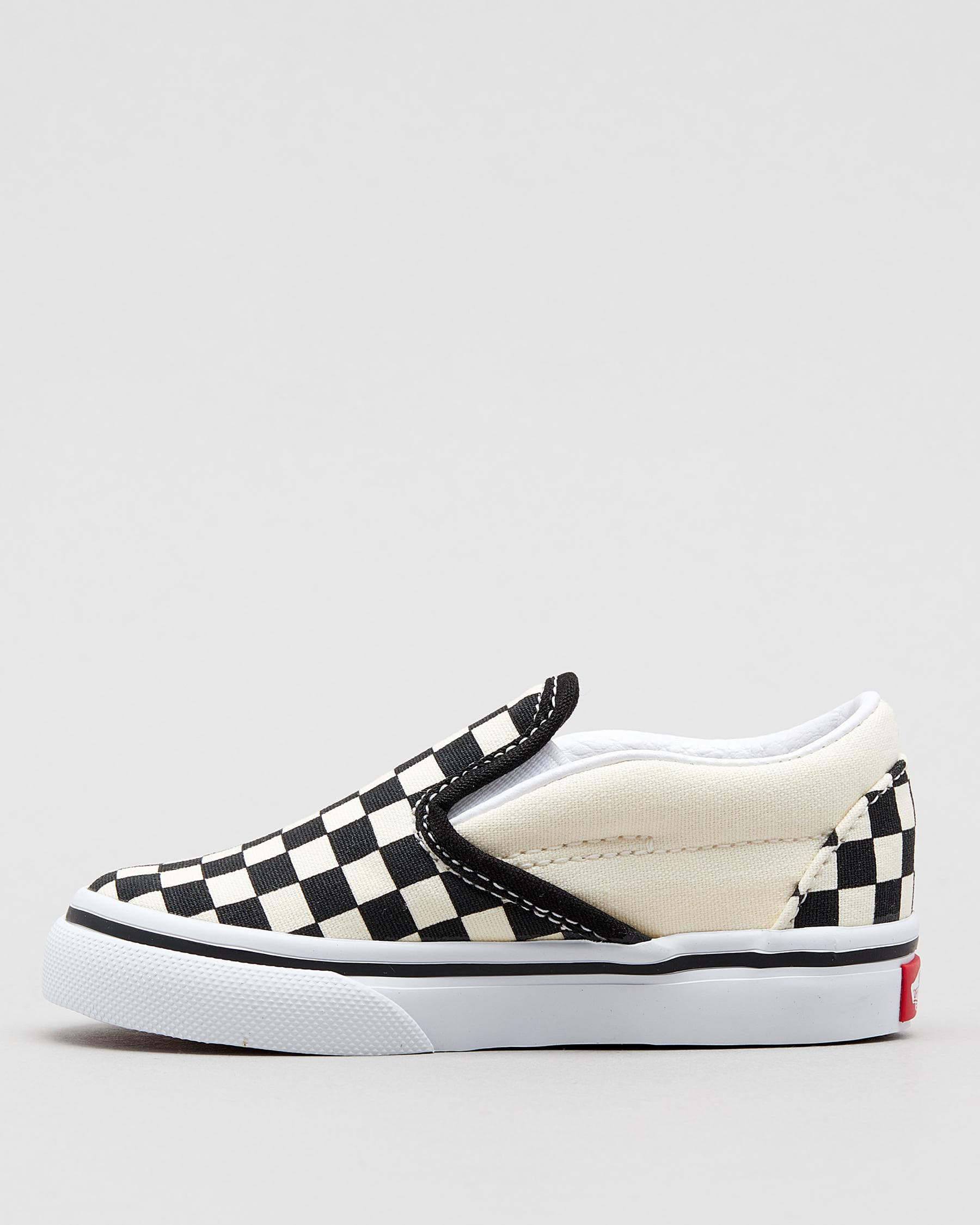 Shop Vans Toddlers' Classic Slip-On Shoes In Black And White Checkerbo ...