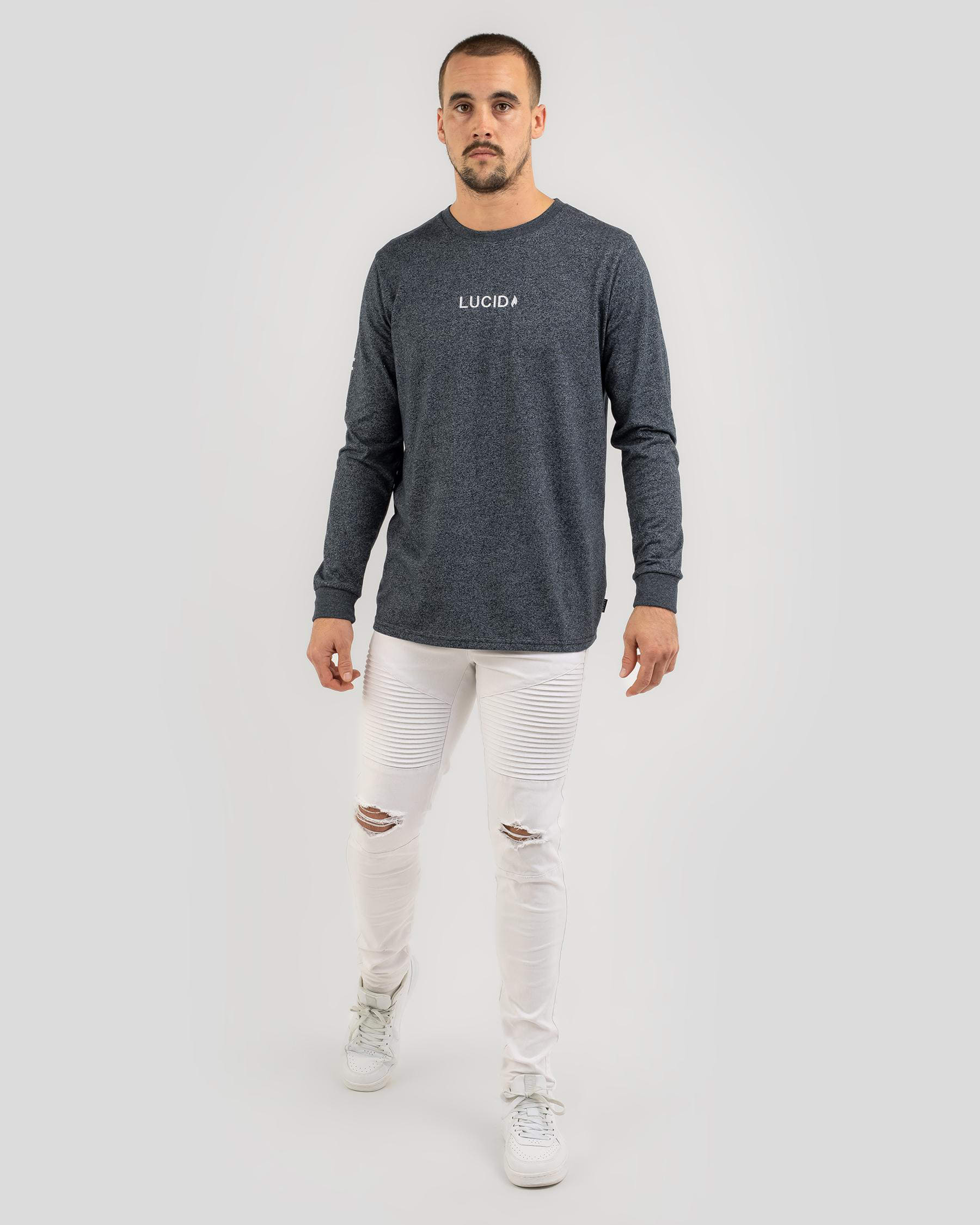 Shop Lucid Emerge Long Sleeve T-Shirt In Navy - Fast Shipping & Easy ...